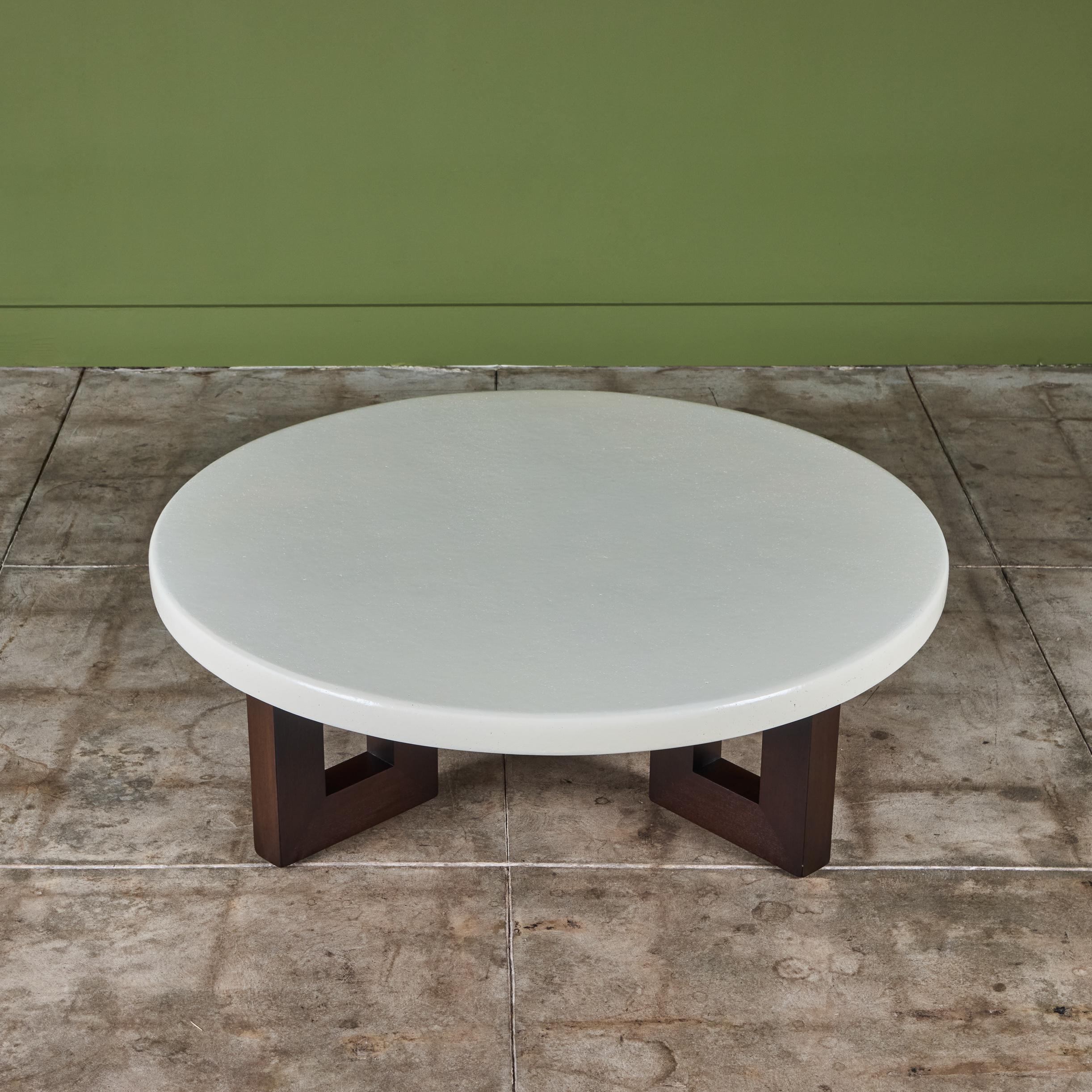 Acajou Table basse ronde en liège Paul Frankl pour Johnson Furniture Co. en vente