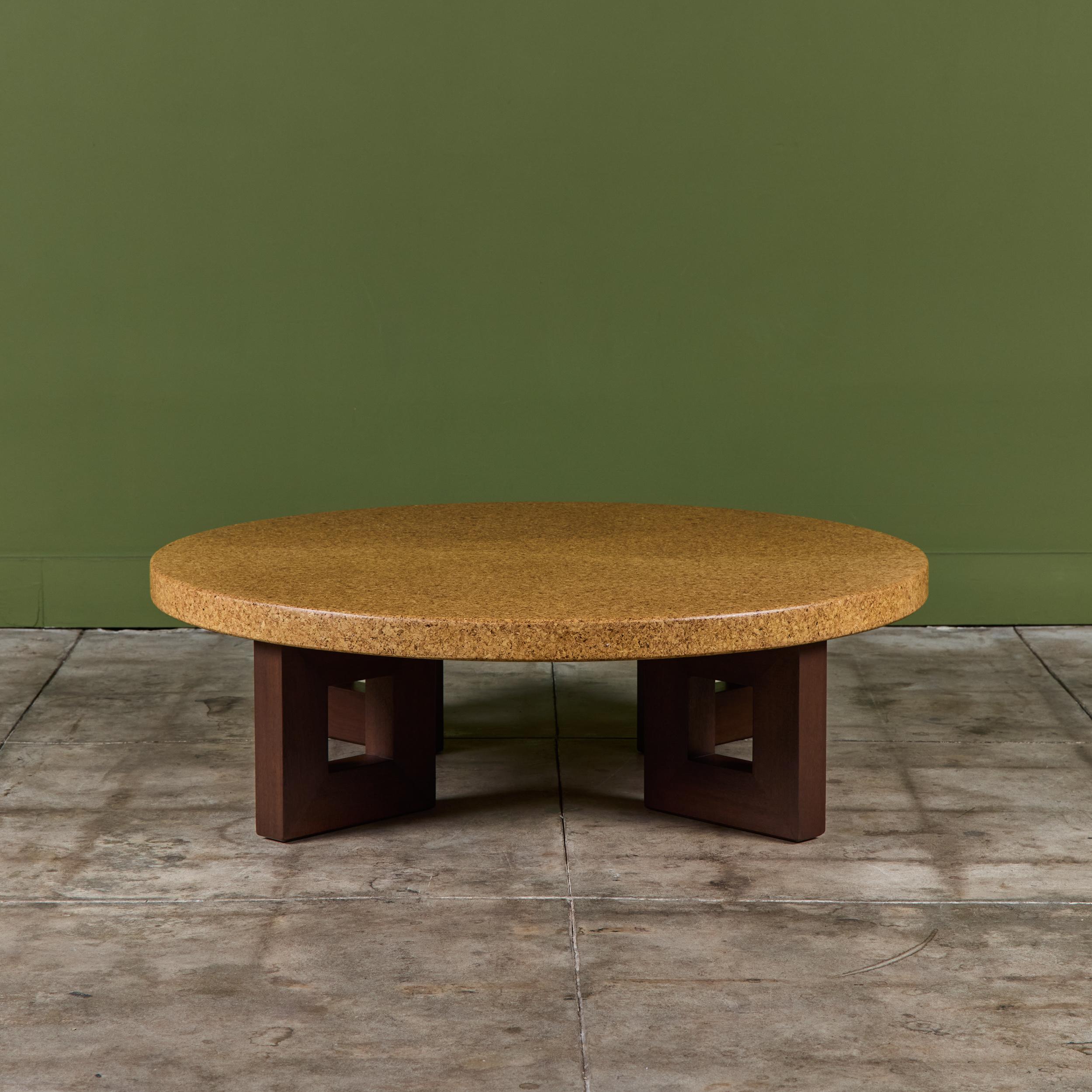 Paul Frankl Round Cork Coffee Table for Johnson Furniture Co. For Sale 1
