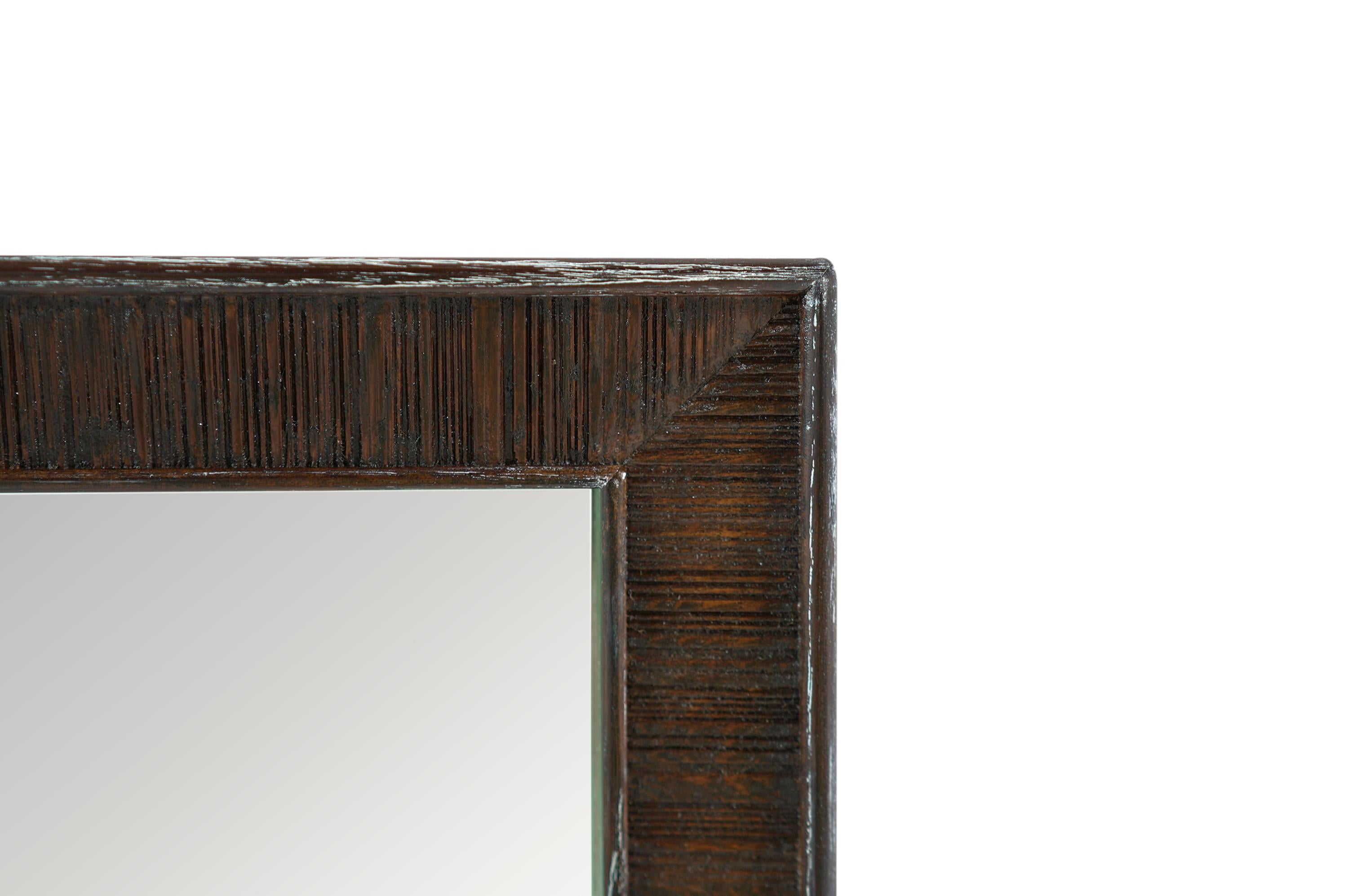 20th Century Paul Frankl Rustic Mirror in Limed Oak, circa 1950s