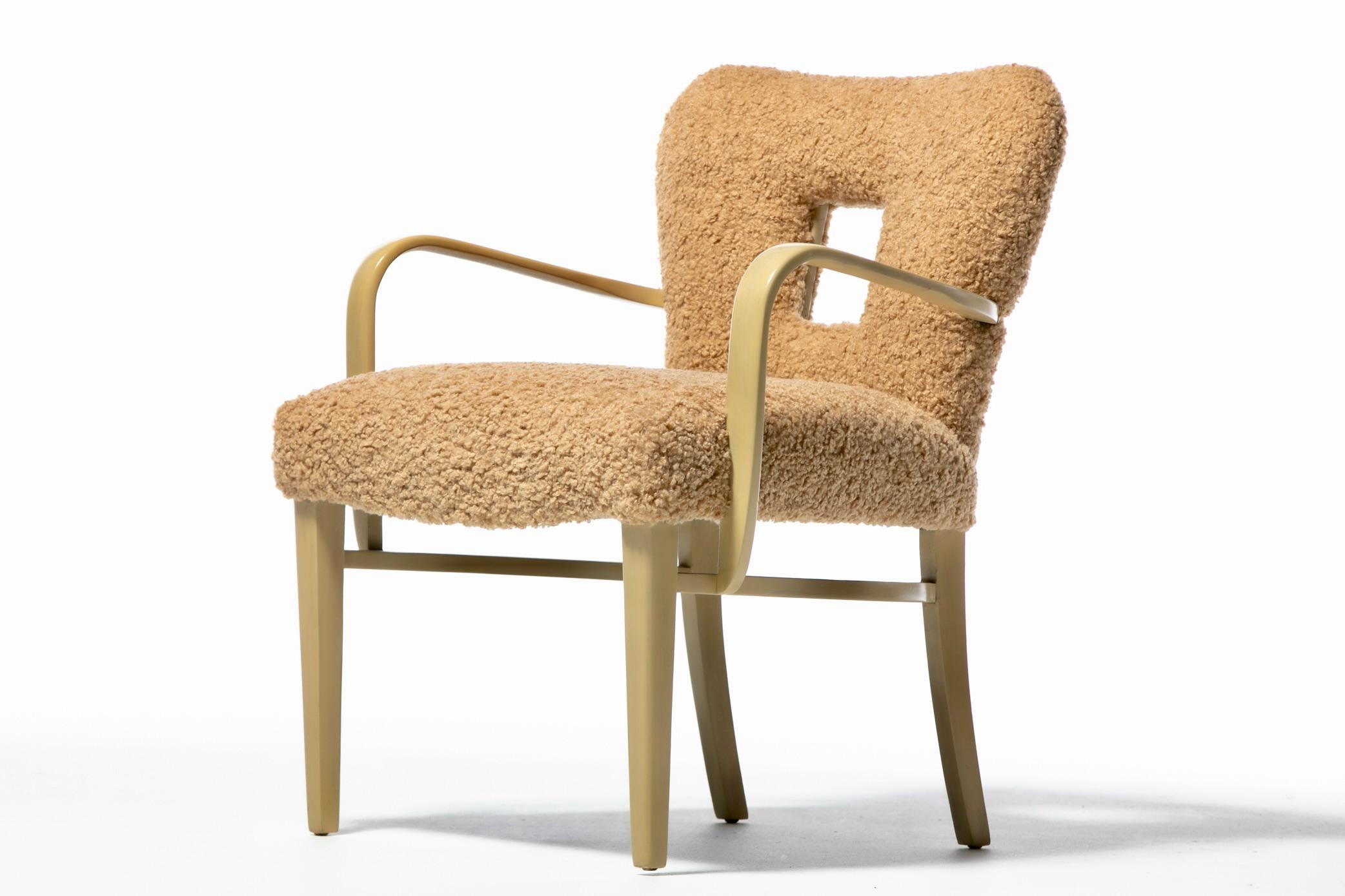 Paul Frankl Set of 20 Dining Chairs in Bleached Mahogany & Latte Bouclé c.C. 1950 en vente 5