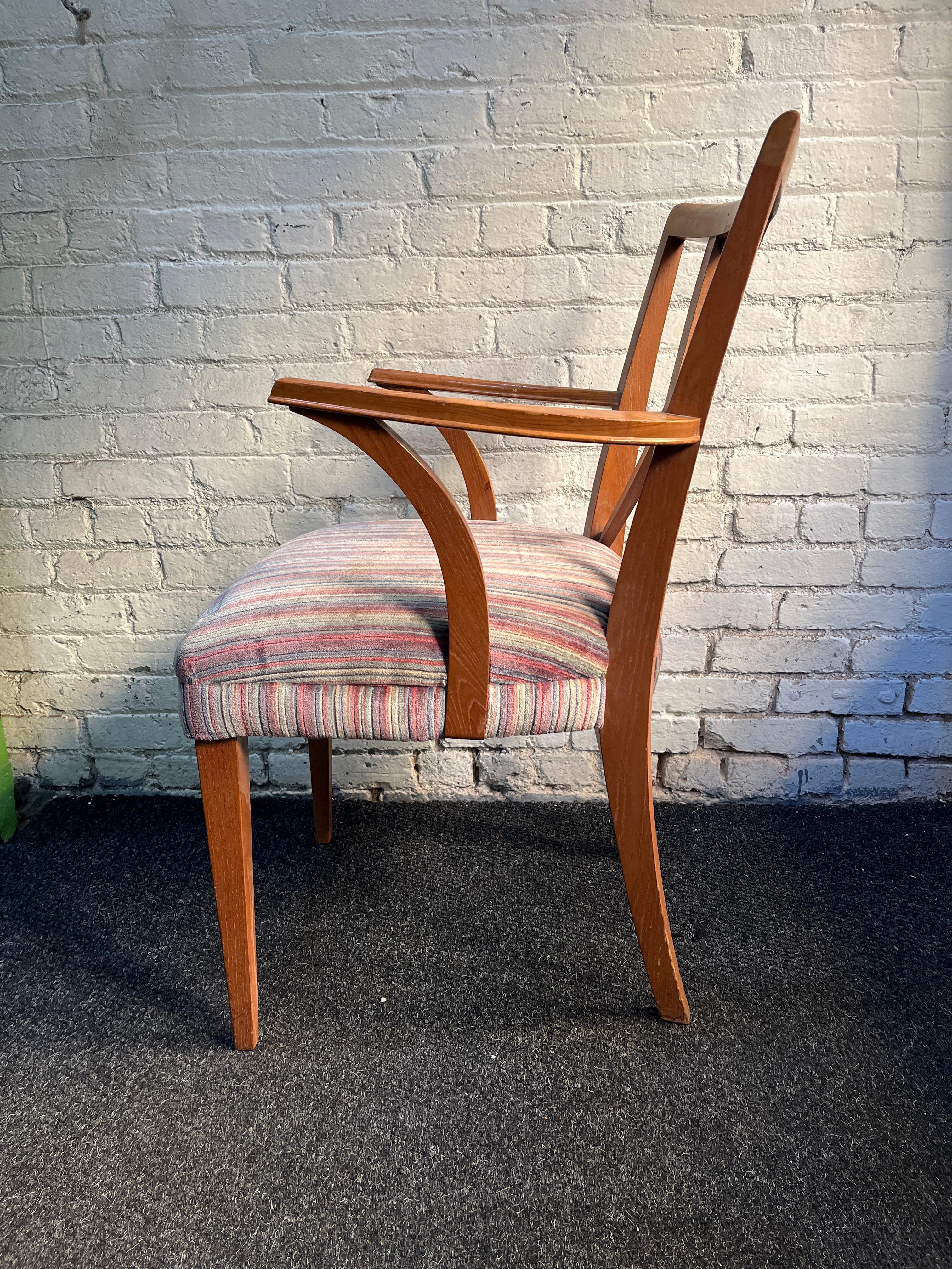 Paul Frankl Set of 6 Oak X- Back Dining chairs 1950s For Sale 3