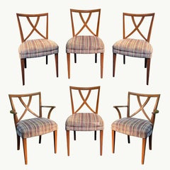 Paul Frankl Set of 6 Oak X- Back Dining chairs 1950s
