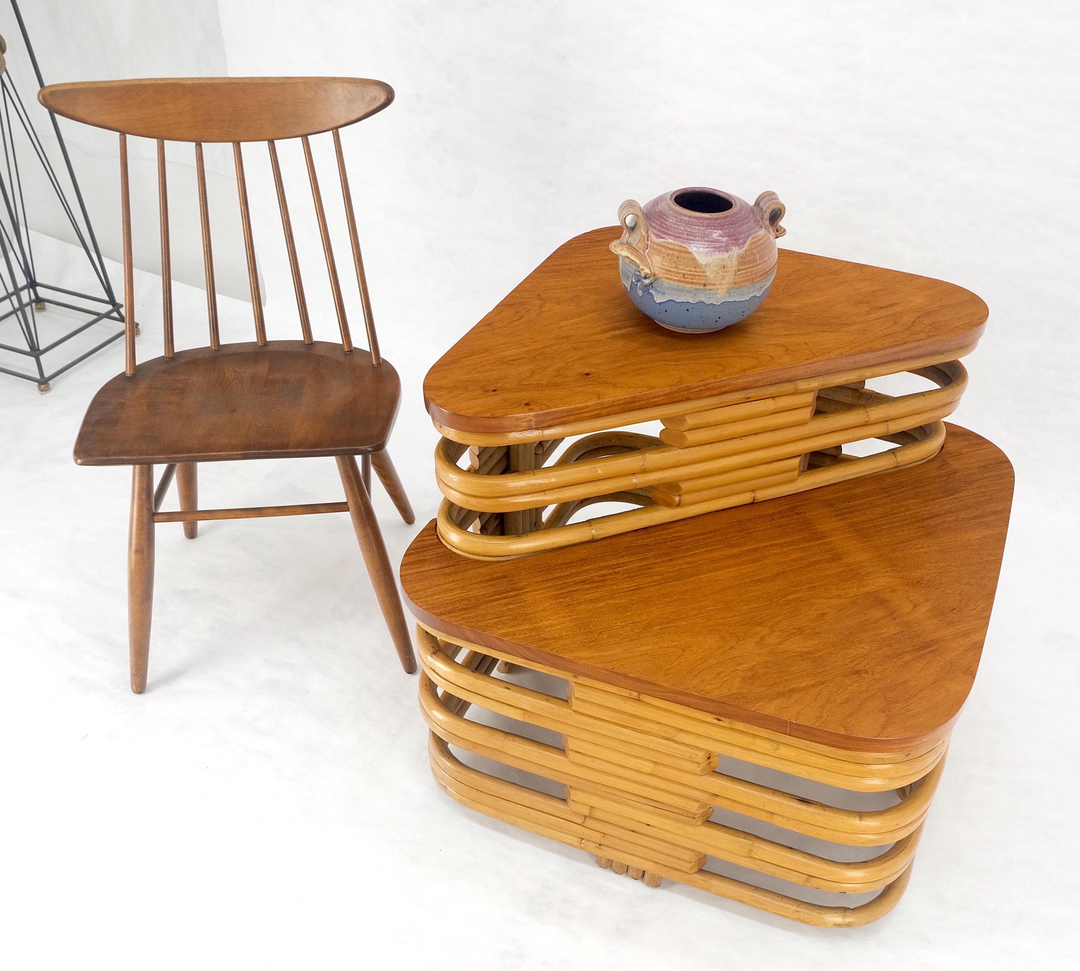 Lacquered Paul Frankl Side Table Rattan Bamboo Mid Century Modern c1960s MINT For Sale