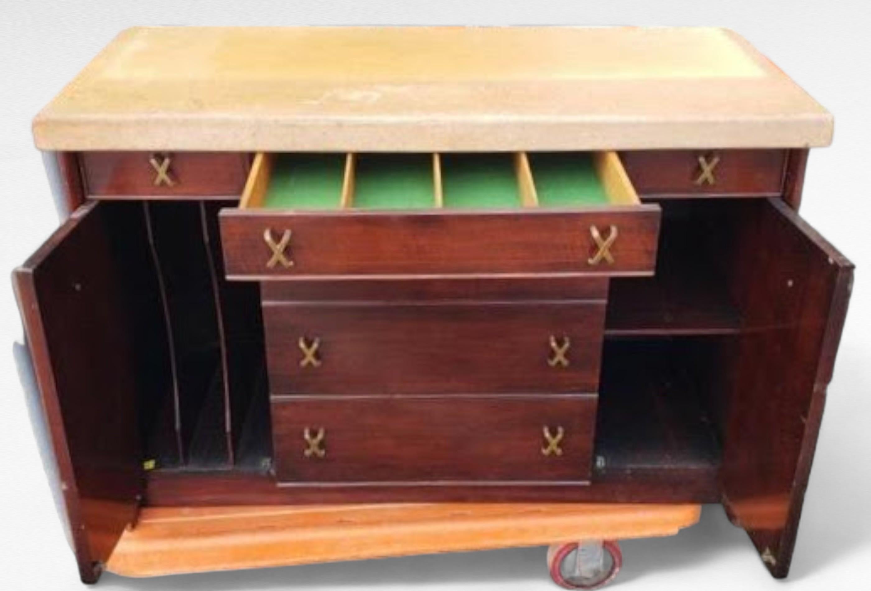 Buffet à six tiroirs Paul Frankl Cork Johnson Furniture 1950s en vente 4