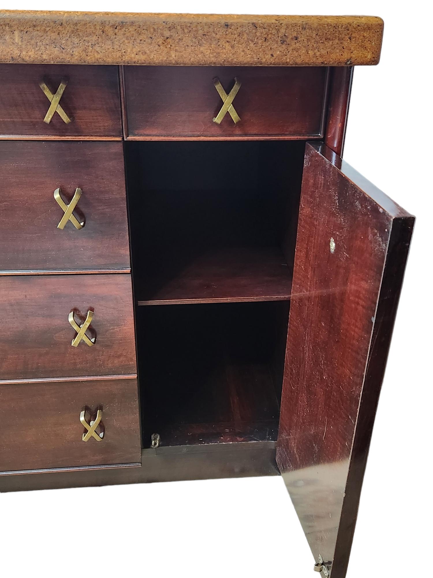 Paul Frankl Six Drawer Sideboard Cork Johnson Furniture 1950s For Sale