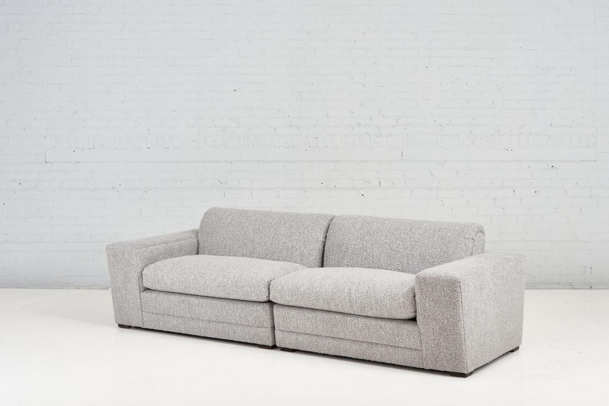 Paul Frankl Speed Sectional 2er-Sofa aus grauem Boucle, 1932.