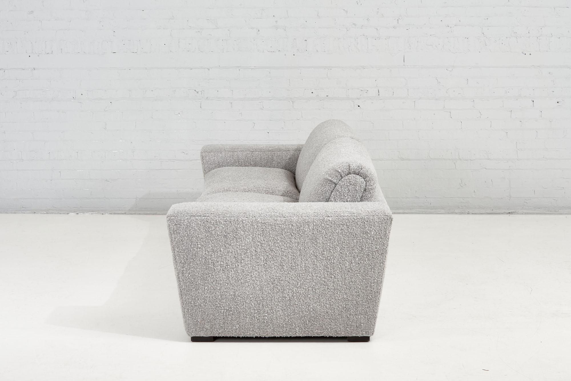 gray boucle sofa