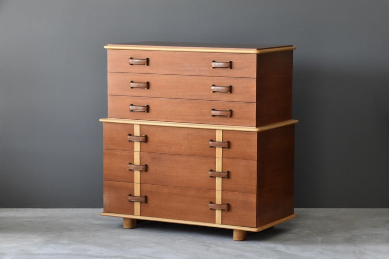 Paul Frankl, "Station Wagon" Wood, Leather, Brass, Johnson