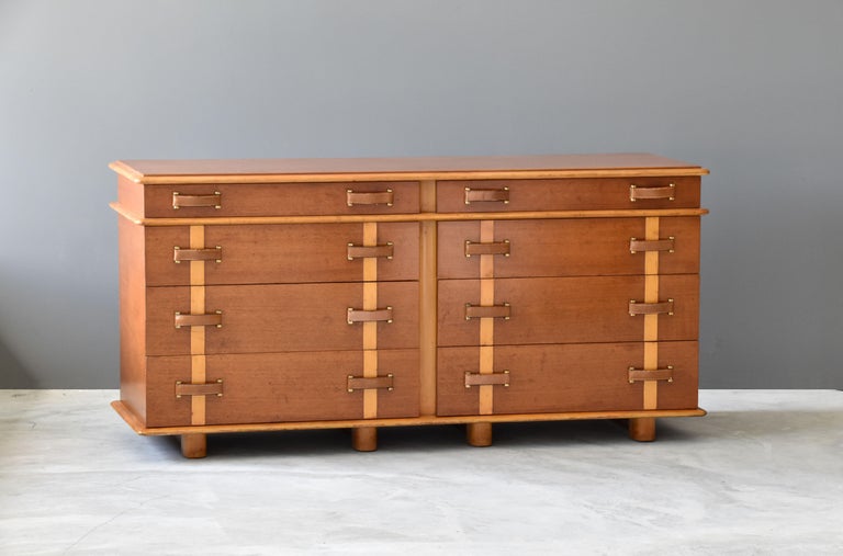 Paul Frankl, "Station Wagon" Wood, Leather, Brass, Johnson