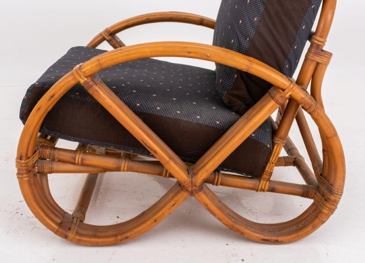 Modern Paul Frankl Style Bamboo Pretzel-Arm Lounge Chair