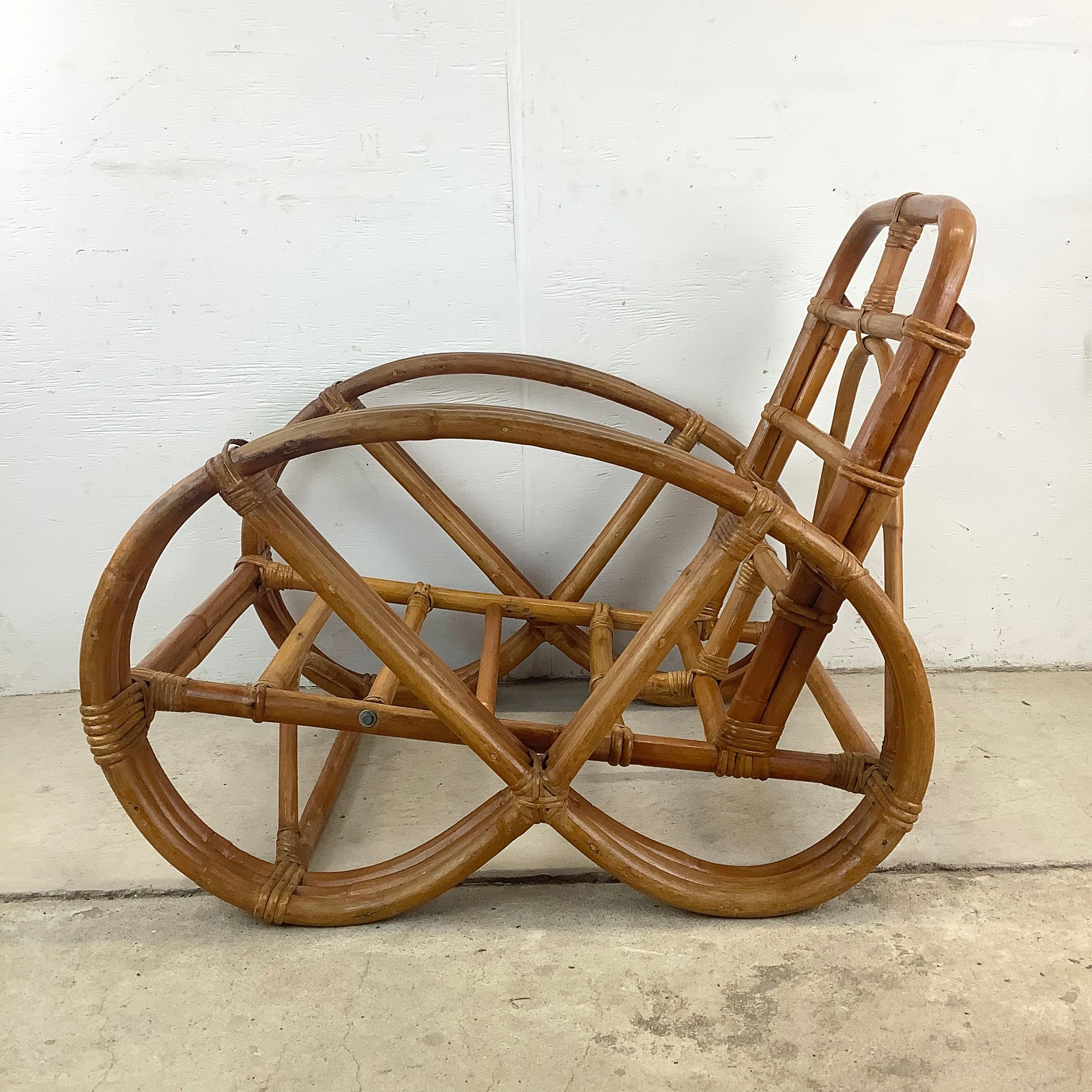 Unknown Paul Frankl Style Bamboo Pretzel Frame Armchair  For Sale