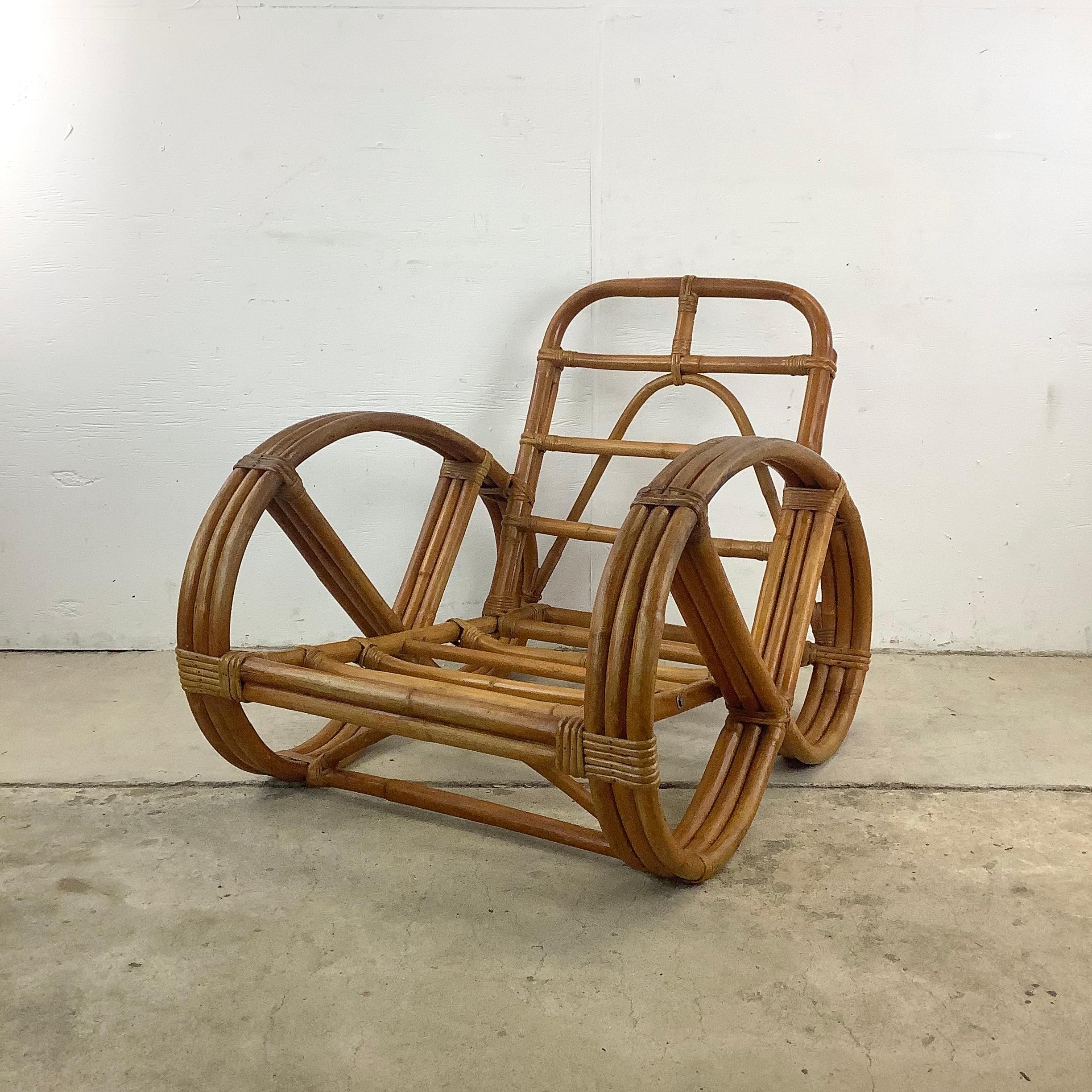 Paul Frankl Style Bamboo Pretzel Frame Armchair  In Good Condition For Sale In Trenton, NJ