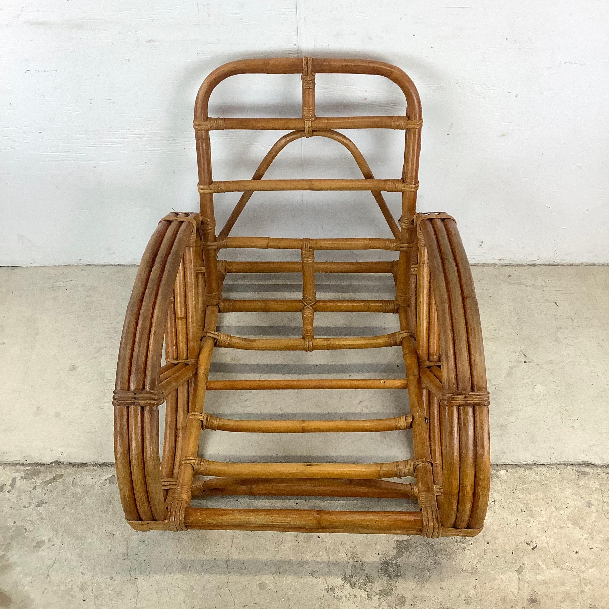 20th Century Paul Frankl Style Bamboo Pretzel Frame Armchair  For Sale