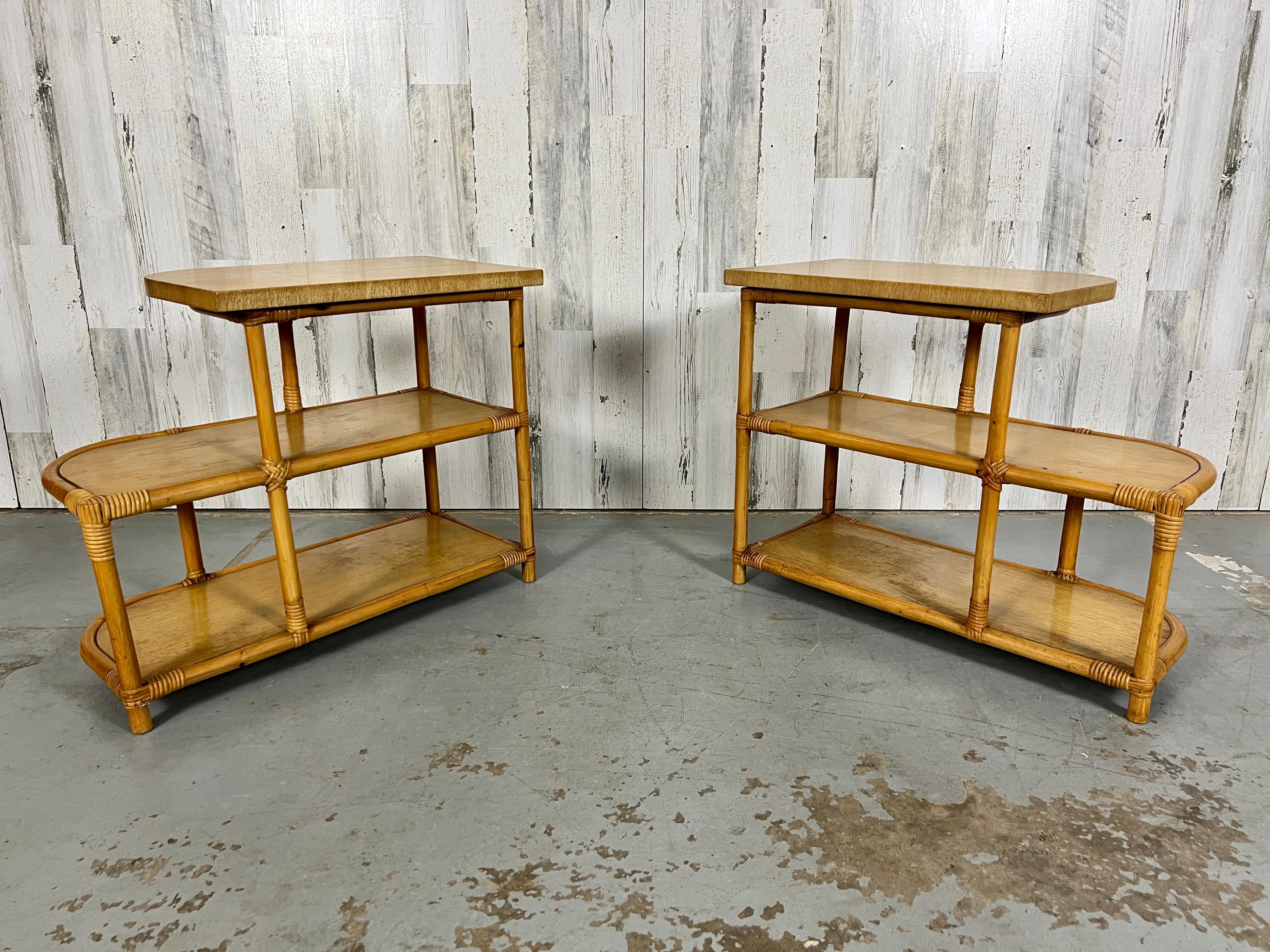 Bleached Paul Frankl Style End Tables by Tochiku of Japan For Sale