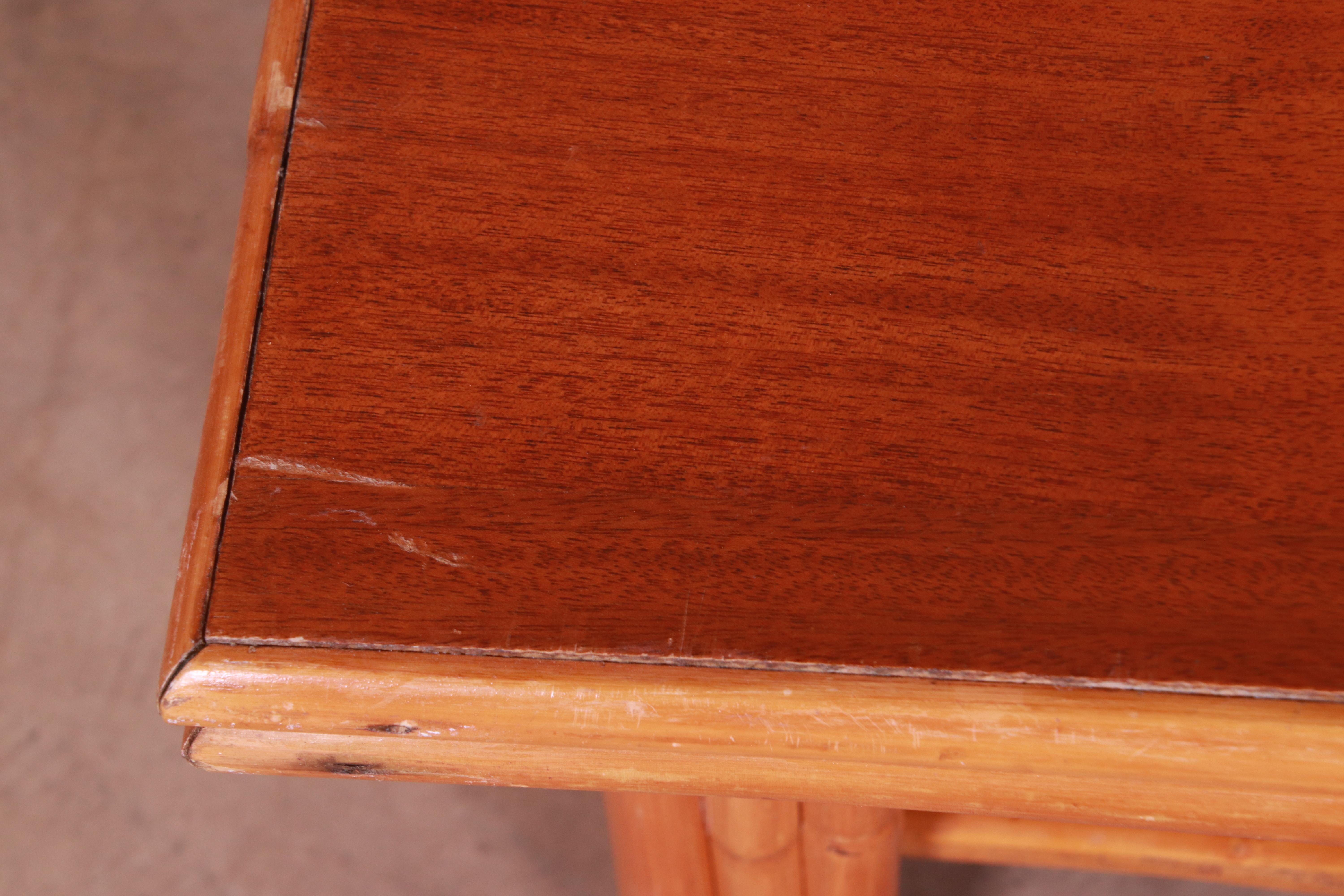 Paul Frankl Style Hollywood Regency Bamboo Coffee Table by Ritts Tropitan 4