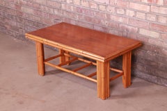 Paul Frankl Style Hollywood Regency Bamboo Coffee Table by Ritts Tropitan