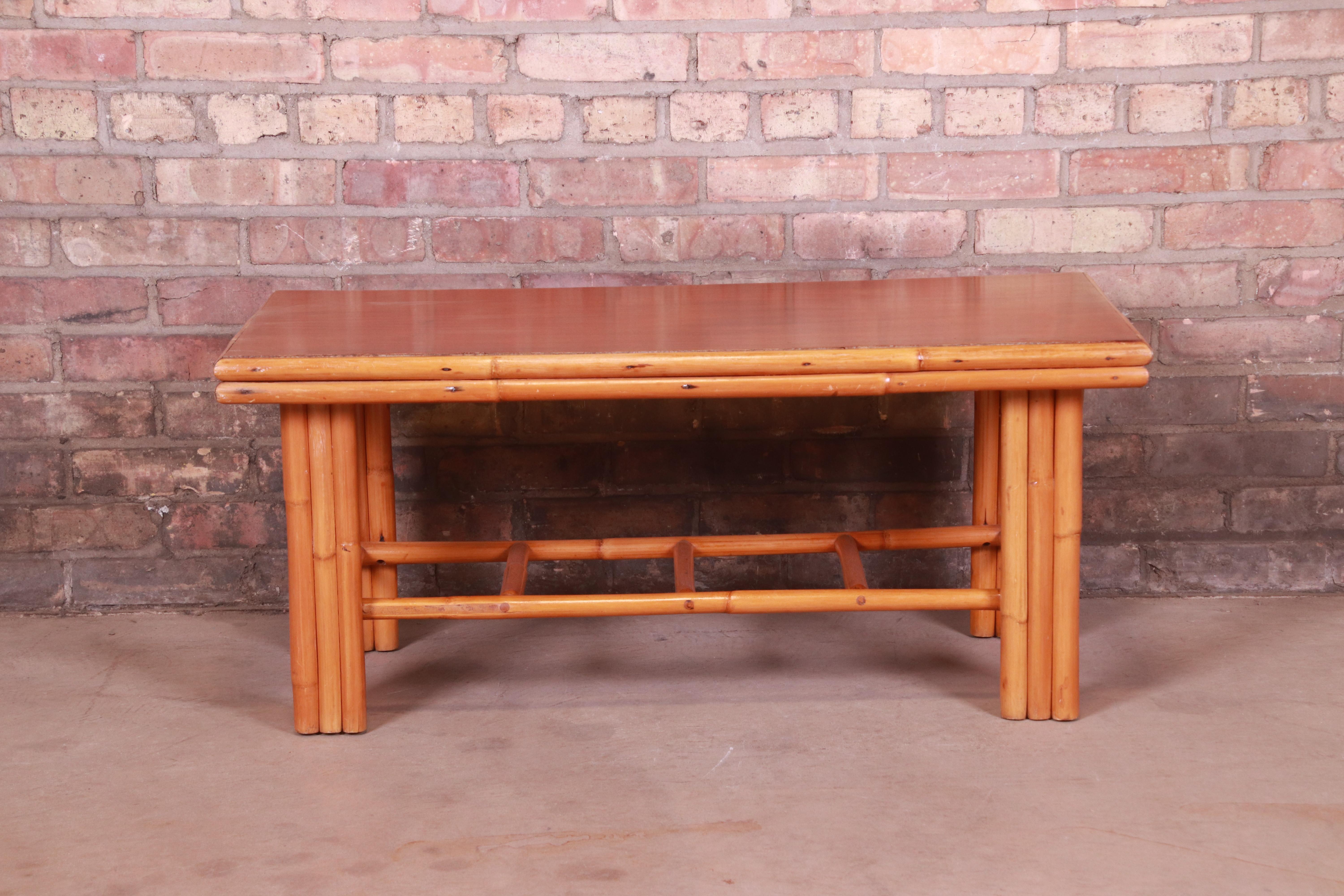 American Paul Frankl Style Hollywood Regency Bamboo Coffee Table by Ritts Tropitan