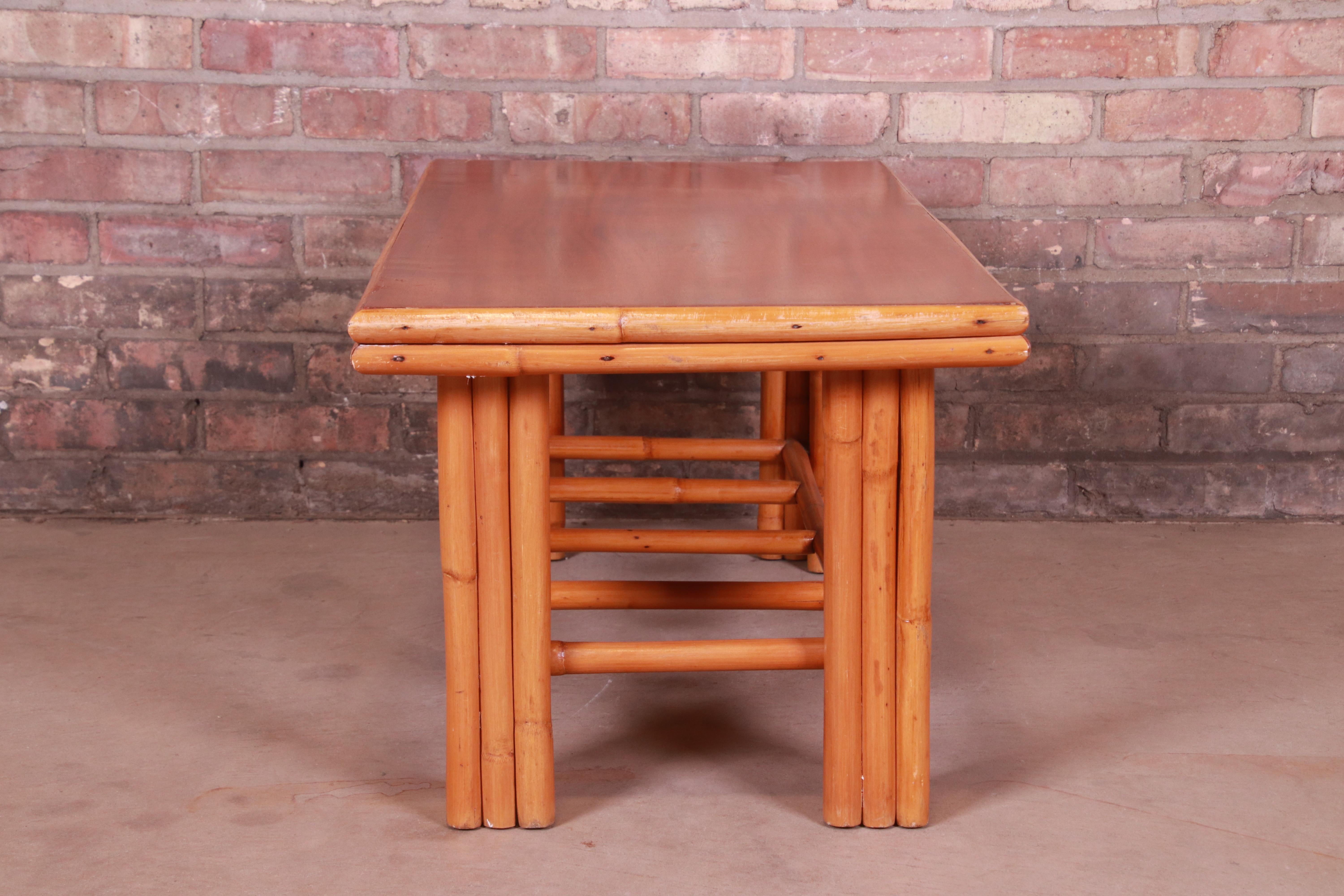Paul Frankl Style Hollywood Regency Bamboo Coffee Table by Ritts Tropitan 1