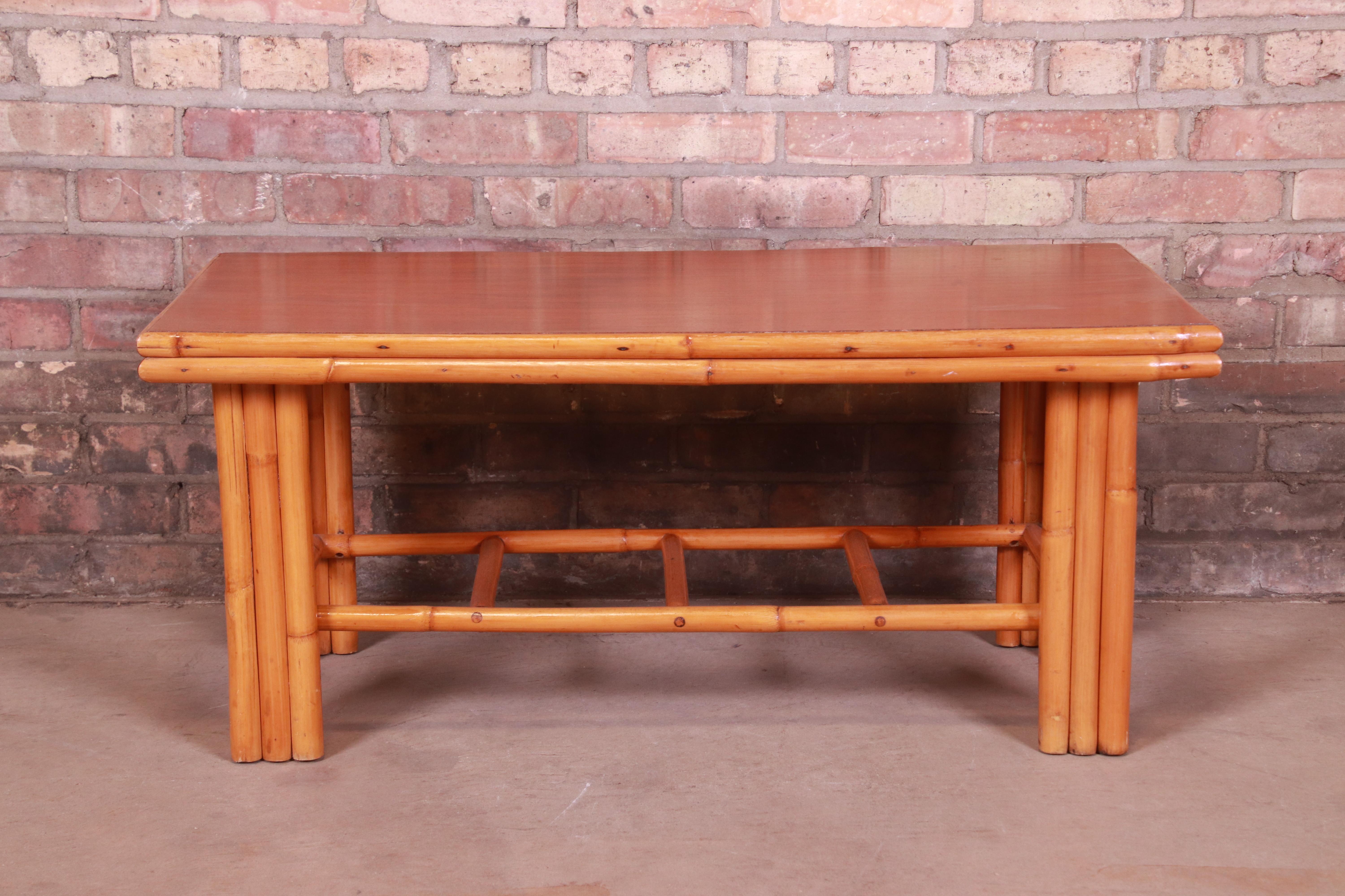 Paul Frankl Style Hollywood Regency Bamboo Coffee Table by Ritts Tropitan 2