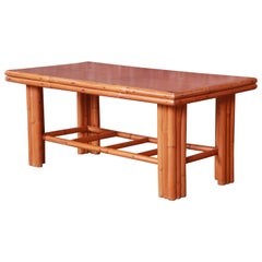 Paul Frankl Style Hollywood Regency Bamboo Coffee Table by Ritts Tropitan
