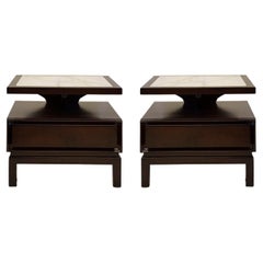 Paul Frankl Style Marble Top End Tables