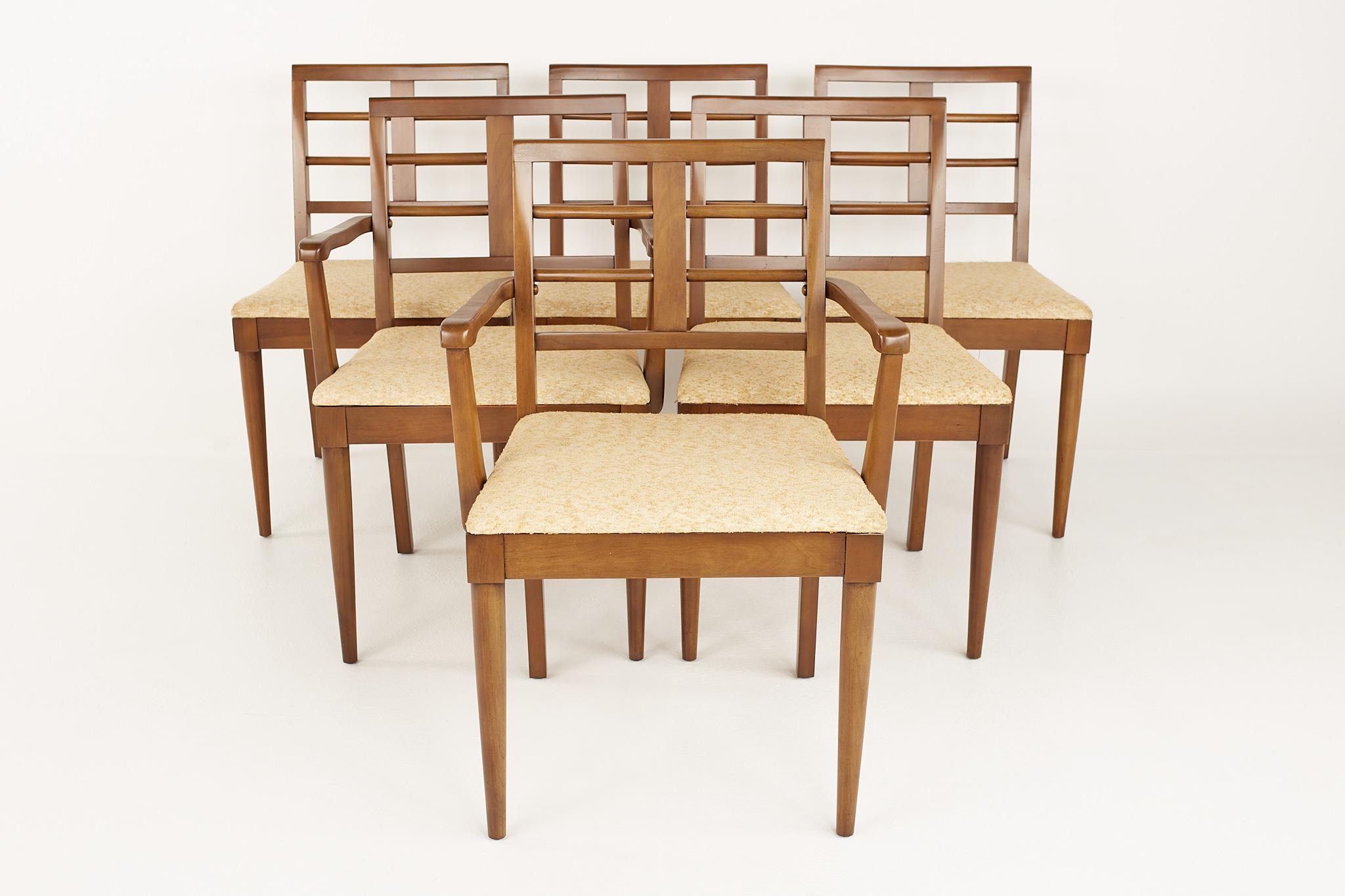 Paul Frankl Style mid century cherry dining chairs - set of 6

Each chair measures: 22 wide x 20.25 deep x 32.5 high, with a seat height of 17.5 inches and arm height/chair clearance of 25.75 inches

All pieces of furniture can be had in what we
