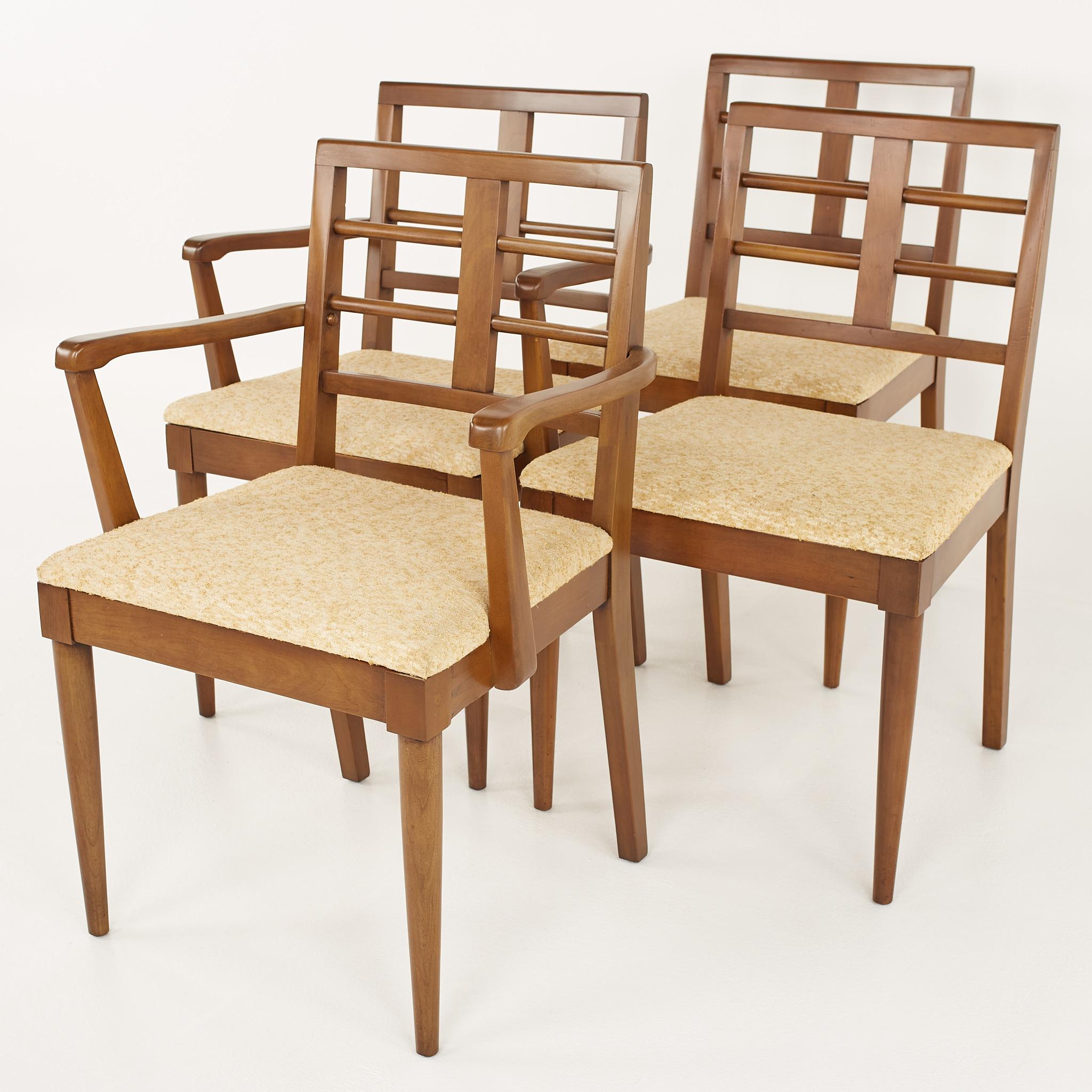 Paul Frankl Style Mid Century Cherry Dining Chairs, Set of 6 In Good Condition In Countryside, IL