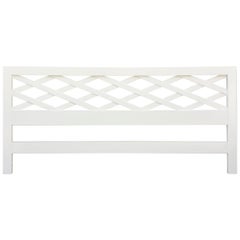 Paul Frankl Style Mid-Century Modern White Lacquered Wood King-Size Headboard