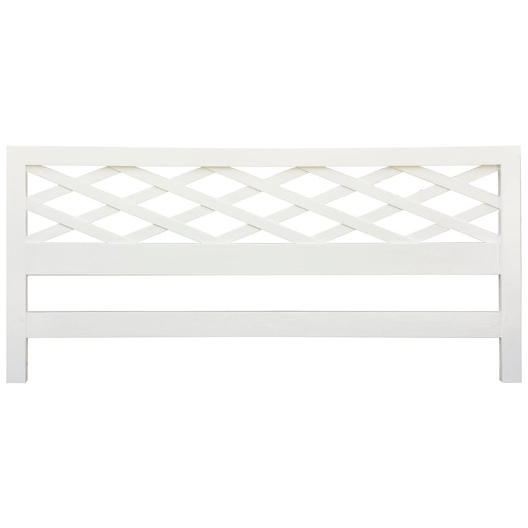Paul Frankl Style Mid-Century Modern White Lacquered Wood King-Size Headboard For Sale