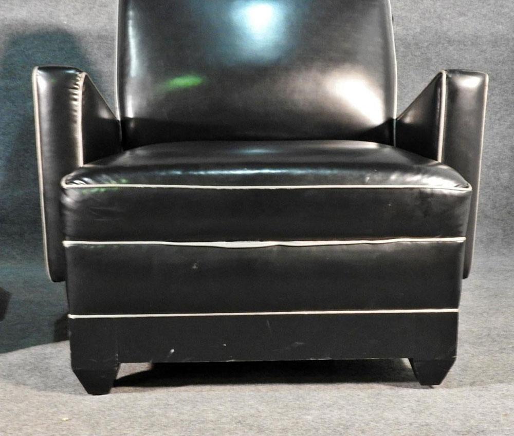 Paul Frankl Style Oversized Black and Gray Art Deco Style Club Chairs 1