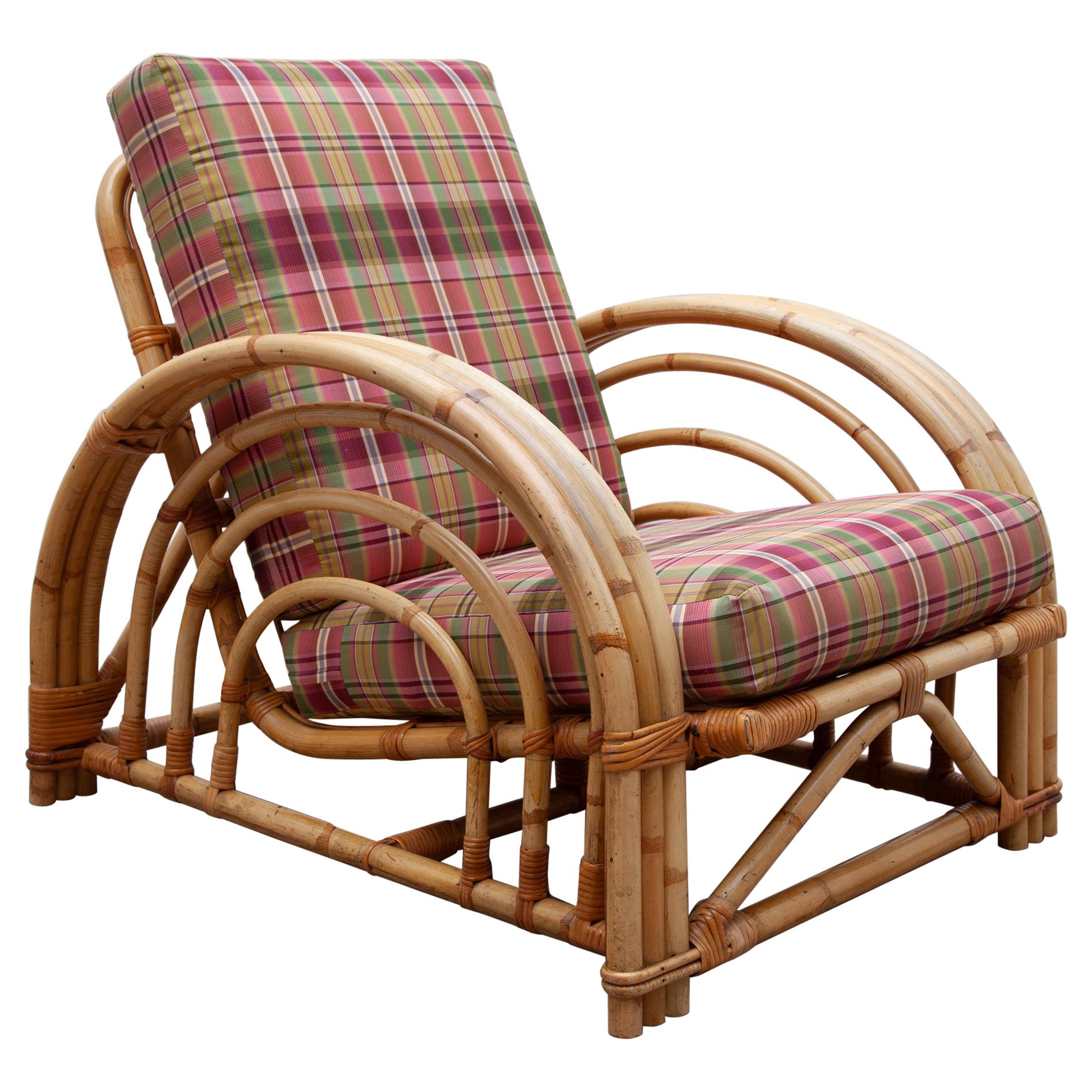 Paul Frankl Style Pretzel Bamboo Patio Lounge Chair, Mid-Century Modern