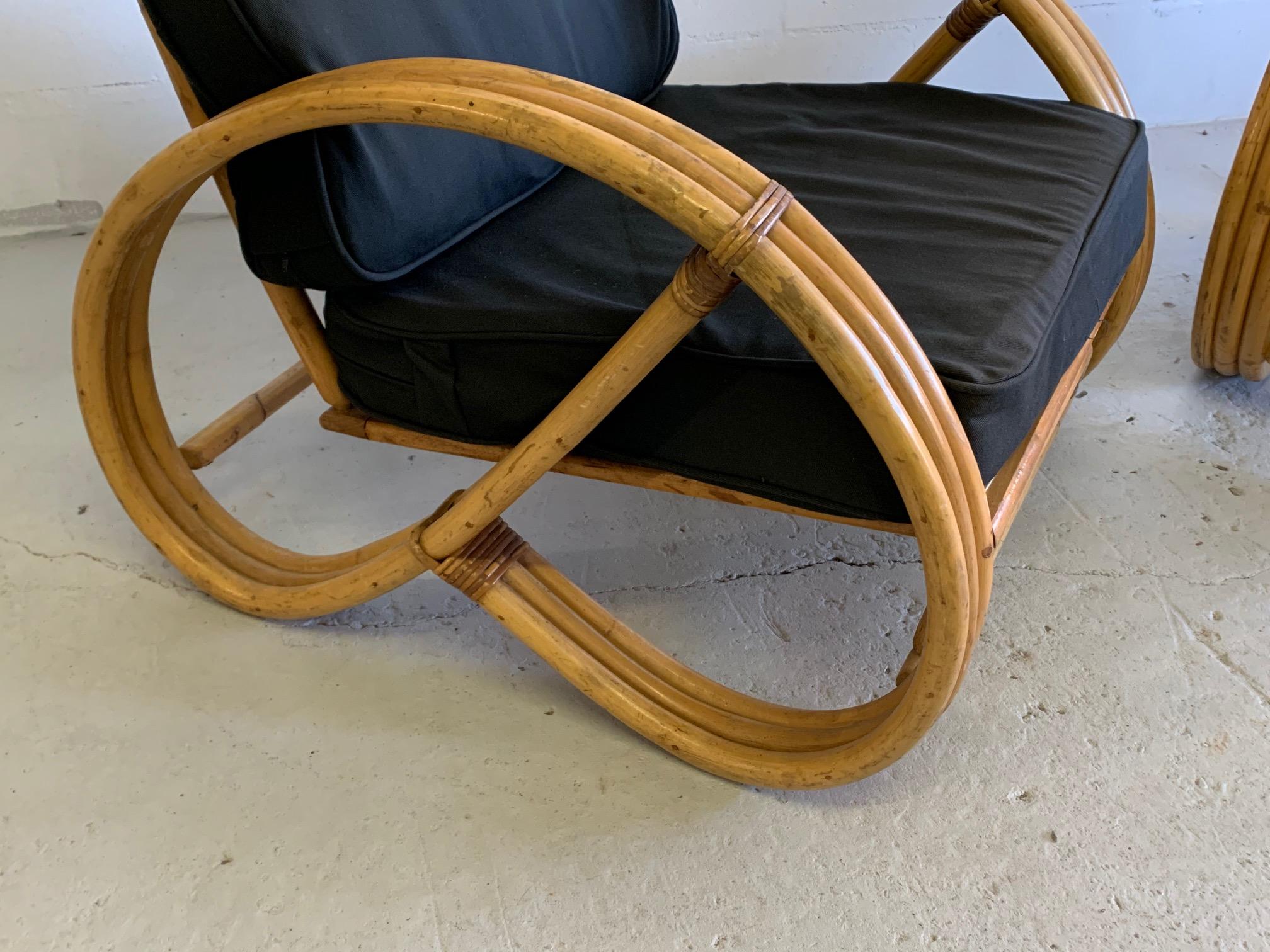 Hollywood Regency Paul Frankl Style Pretzel Chairs, a Pair
