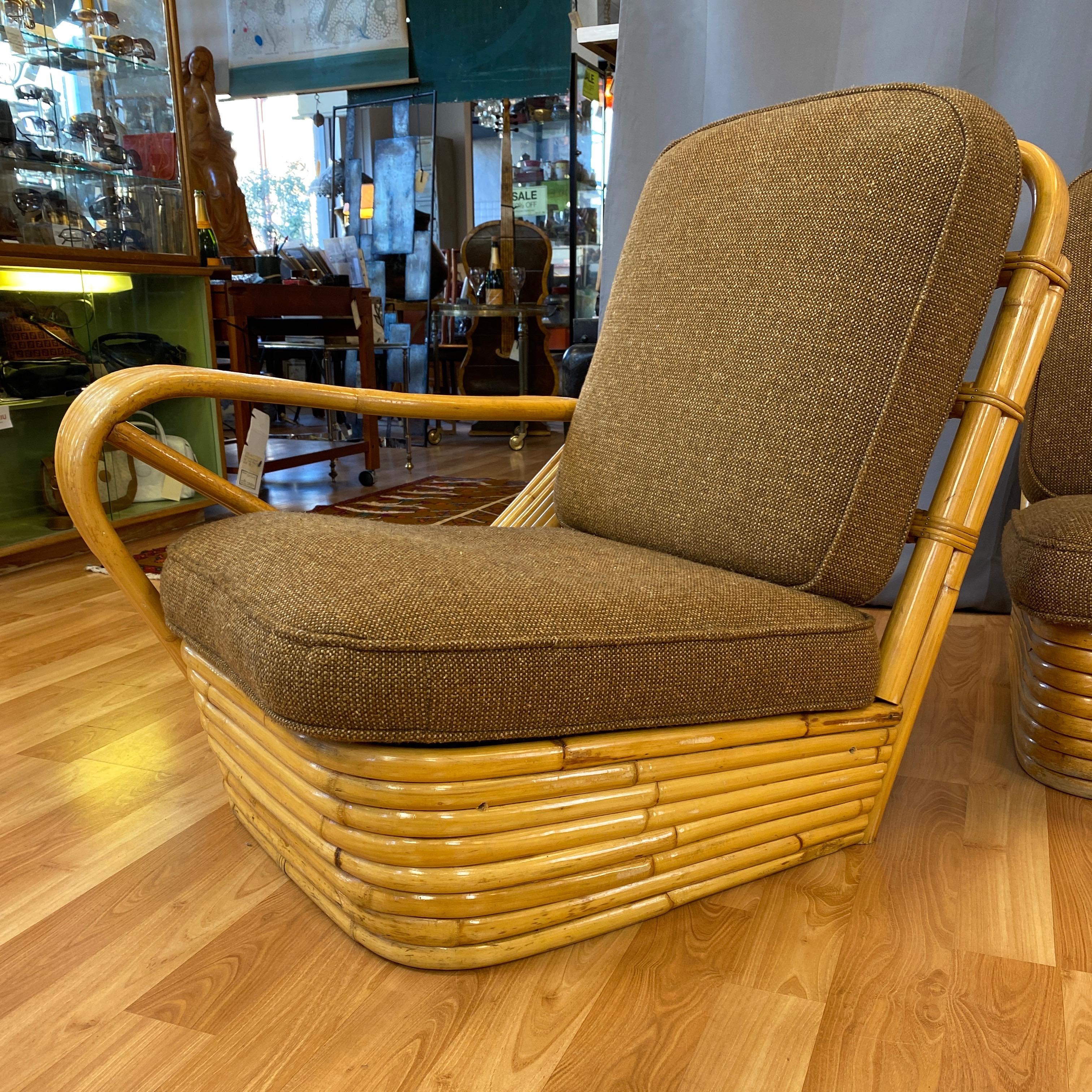 Paul Frankl Style Rattan Six-Strand Four-Seat Sectional Pretzel Sofa, 1940s 11