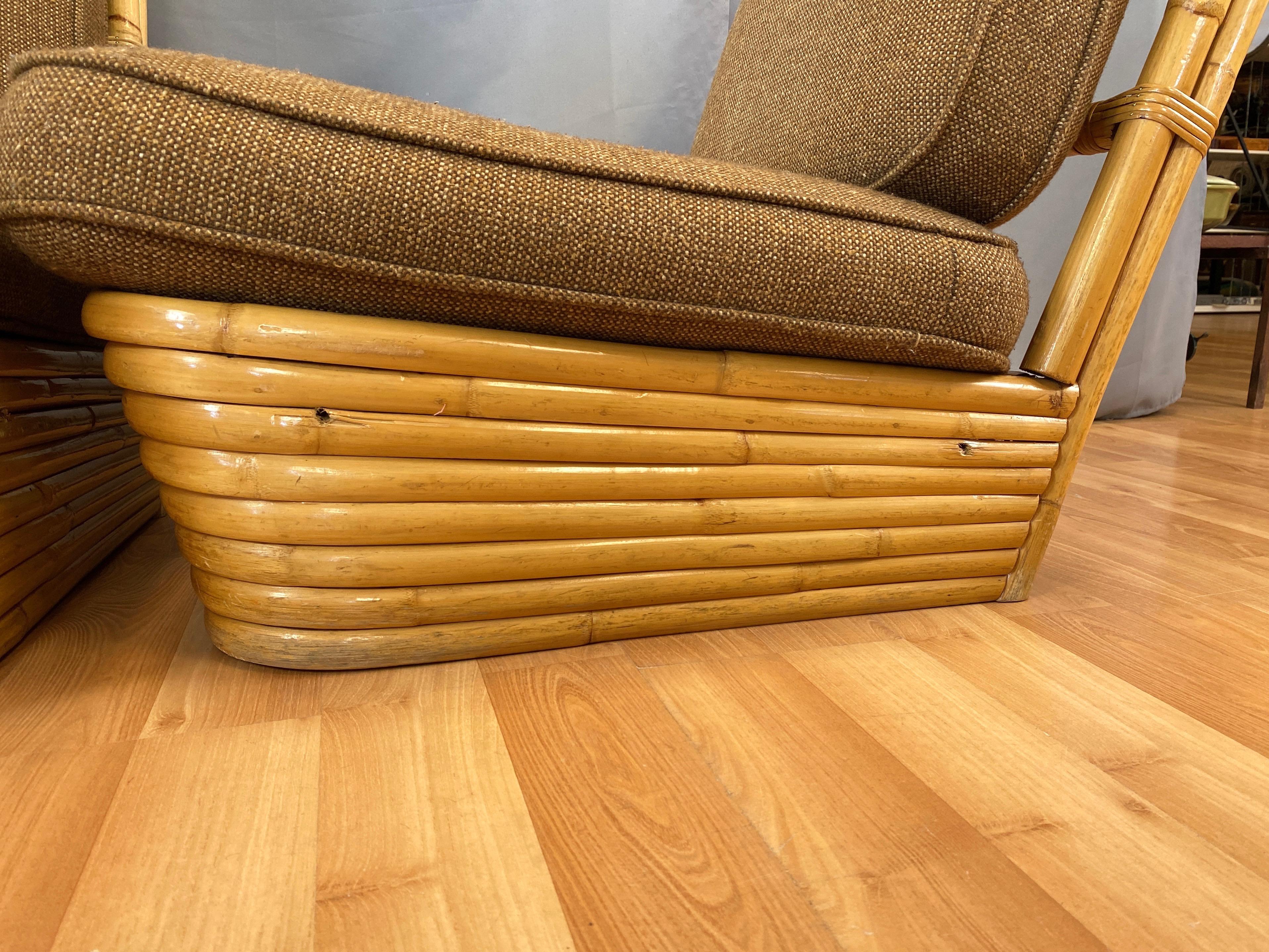 Paul Frankl Style Rattan Six-Strand Four-Seat Sectional Pretzel Sofa, 1940s 13