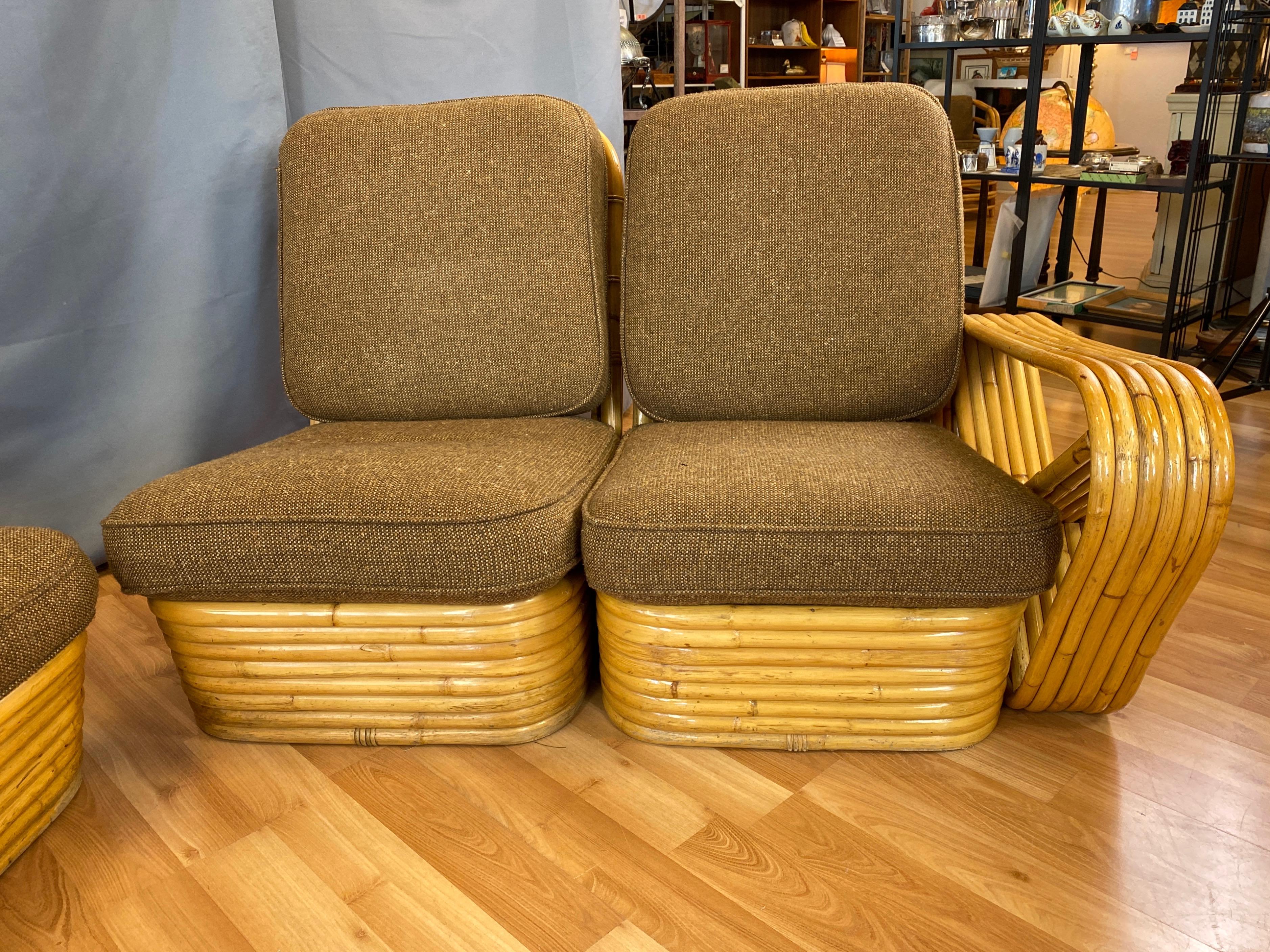 Paul Frankl Style Rattan Six-Strand Four-Seat Sectional Pretzel Sofa, 1940s 2