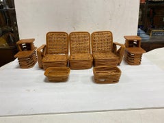 Paul Frankl Style Salesman Sample Miniature Rattan Livingroom Set, 1950