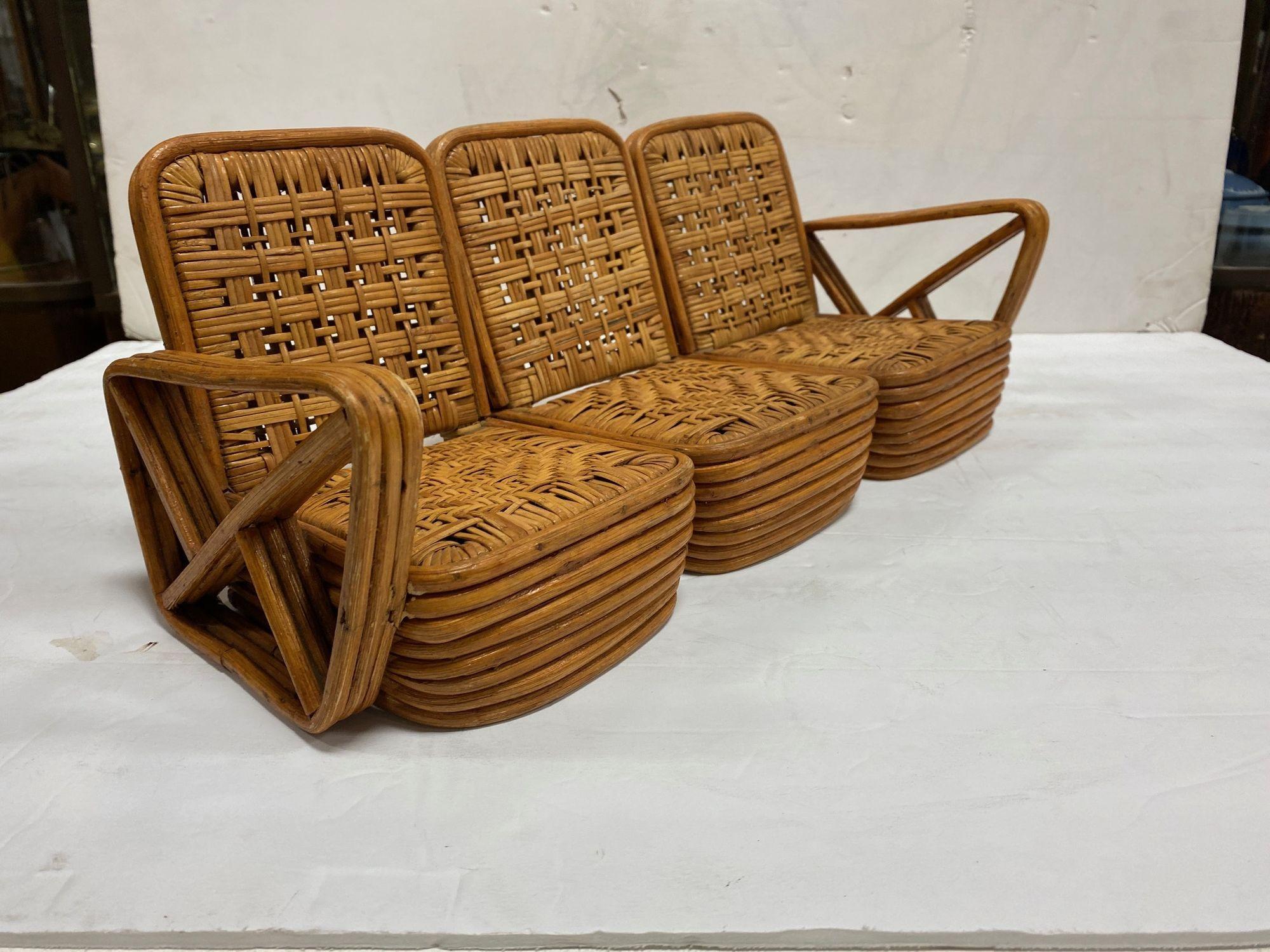 Americano Set da salotto in rattan in miniatura Paul Frankl Style Sample, 1950 in vendita