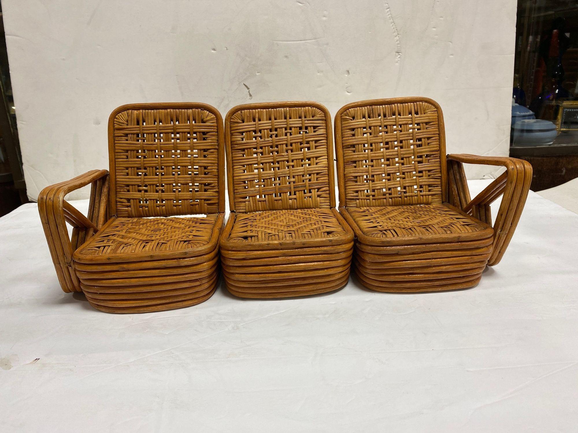 Set da salotto in rattan in miniatura Paul Frankl Style Sample, 1950 In condizioni ottime in vendita a Van Nuys, CA
