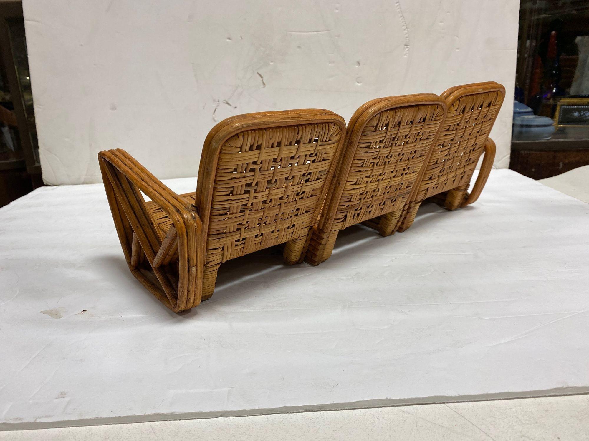 Metà XX secolo Set da salotto in rattan in miniatura Paul Frankl Style Sample, 1950 in vendita