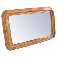 Paul Frankl Style Six Band Form Woven Bamboo 
Rope Rectangular Wall Mirror 1950