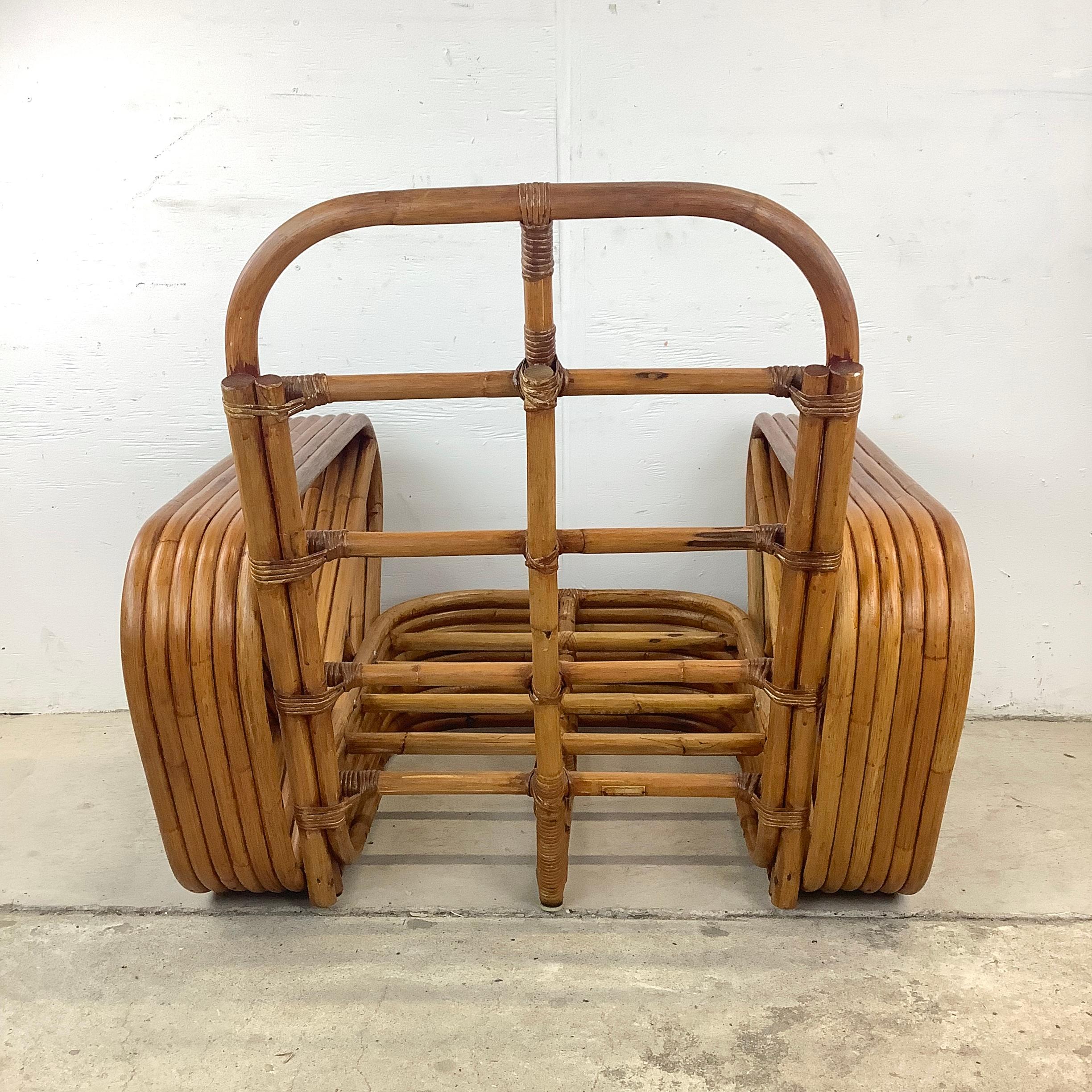 Japanese Paul Frankl Style Six-Strand Bamboo Armchair For Sale