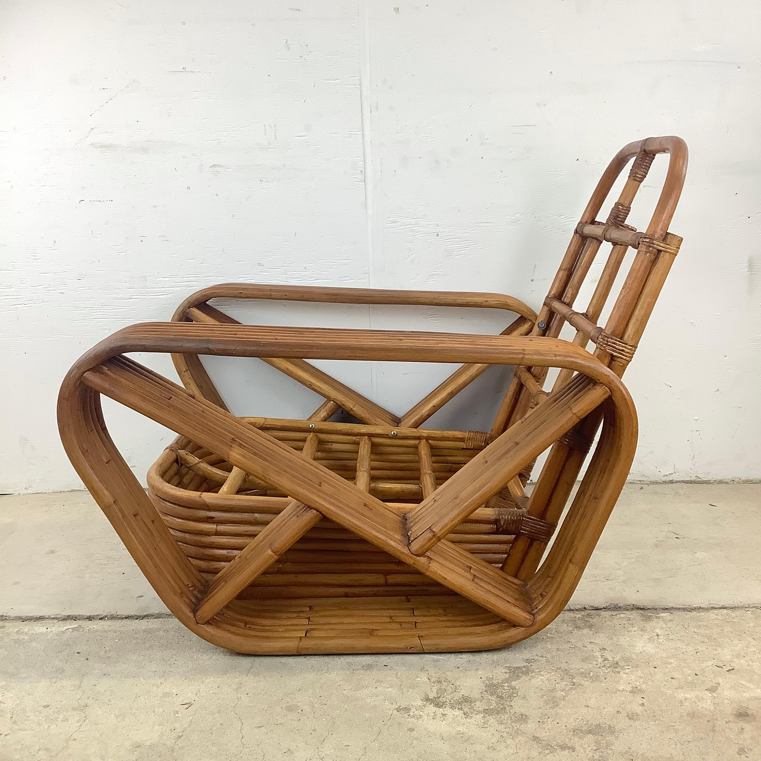 Other Paul Frankl Style Six-Strand Bamboo Armchair For Sale