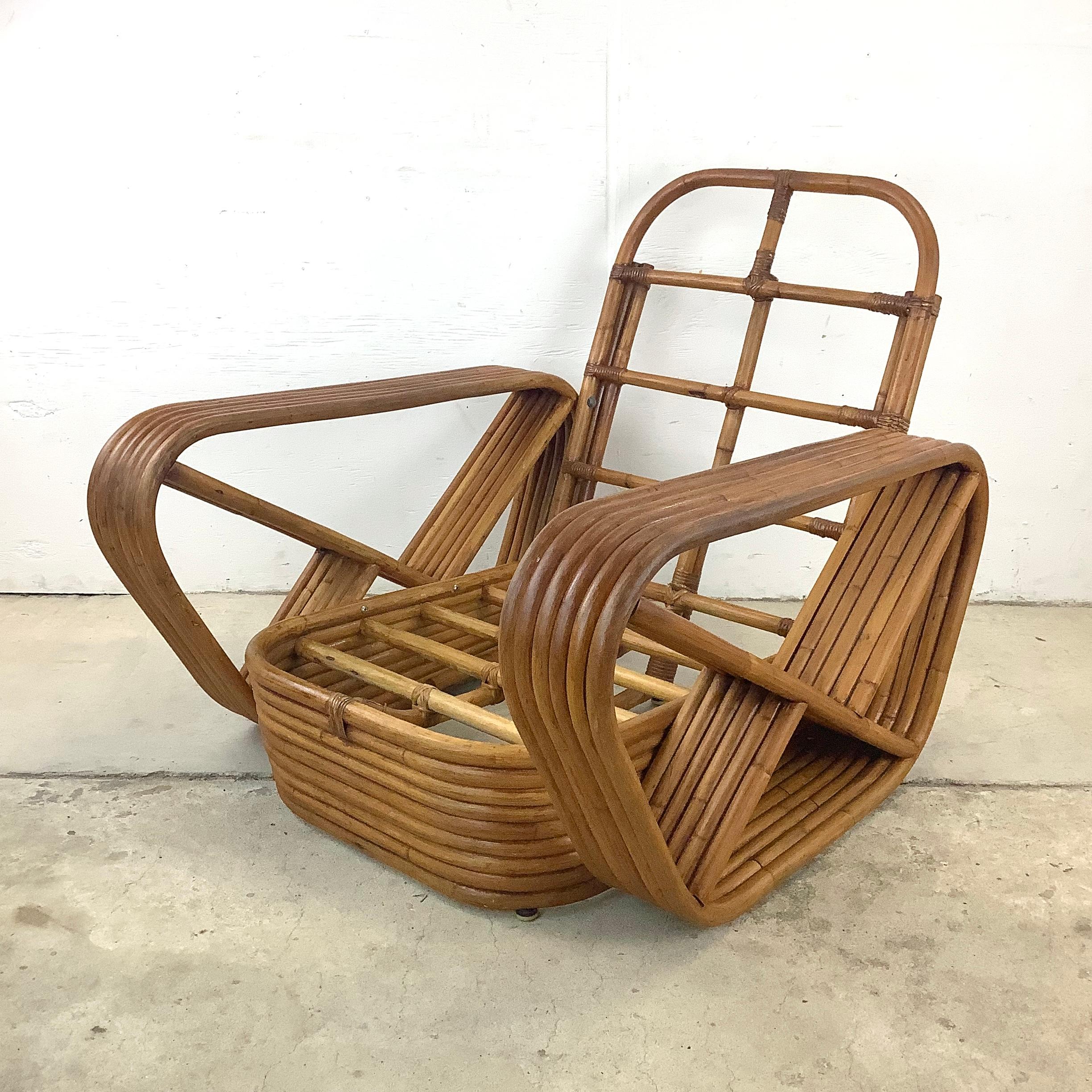 Paul Frankl Style Six-Strand Bamboo Armchair In Good Condition For Sale In Trenton, NJ