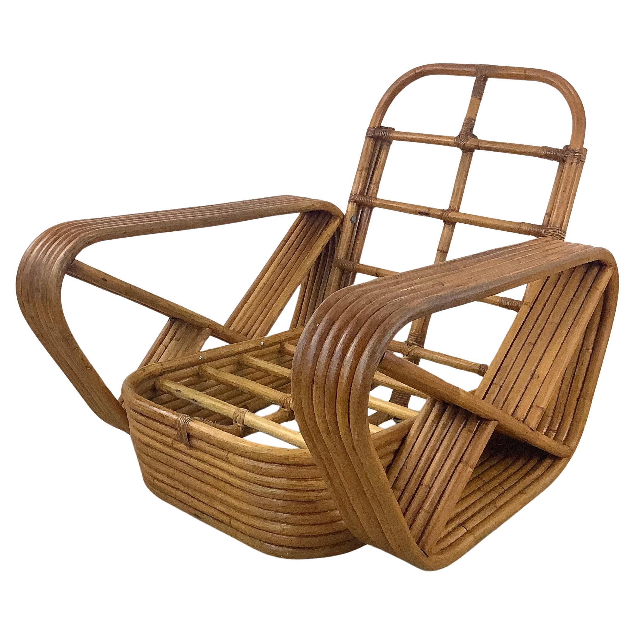 Paul Frankl Style Six-Strand Bamboo Armchair For Sale