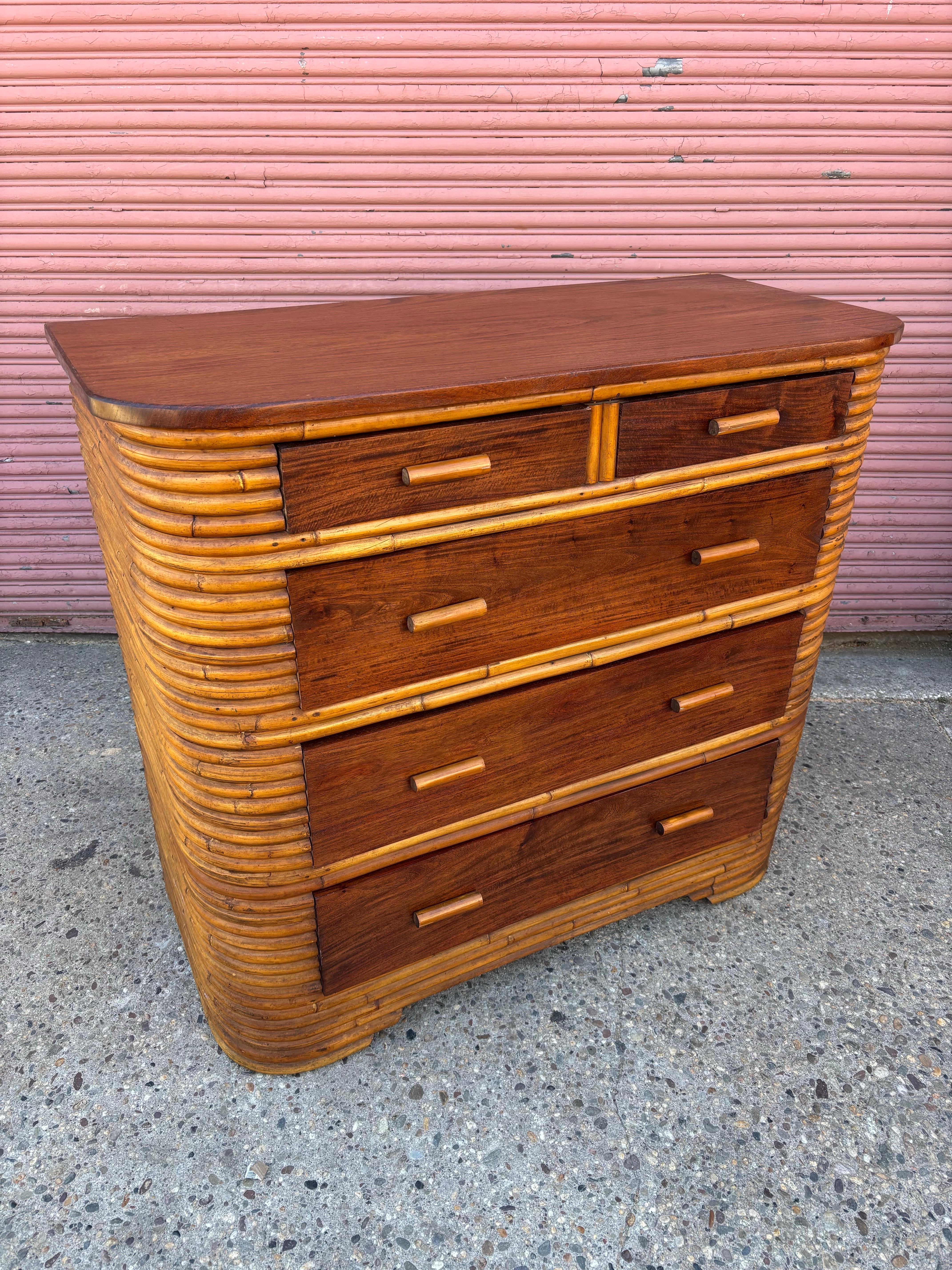 Paul Frankl Style Split Bamboo Dresser For Sale 4