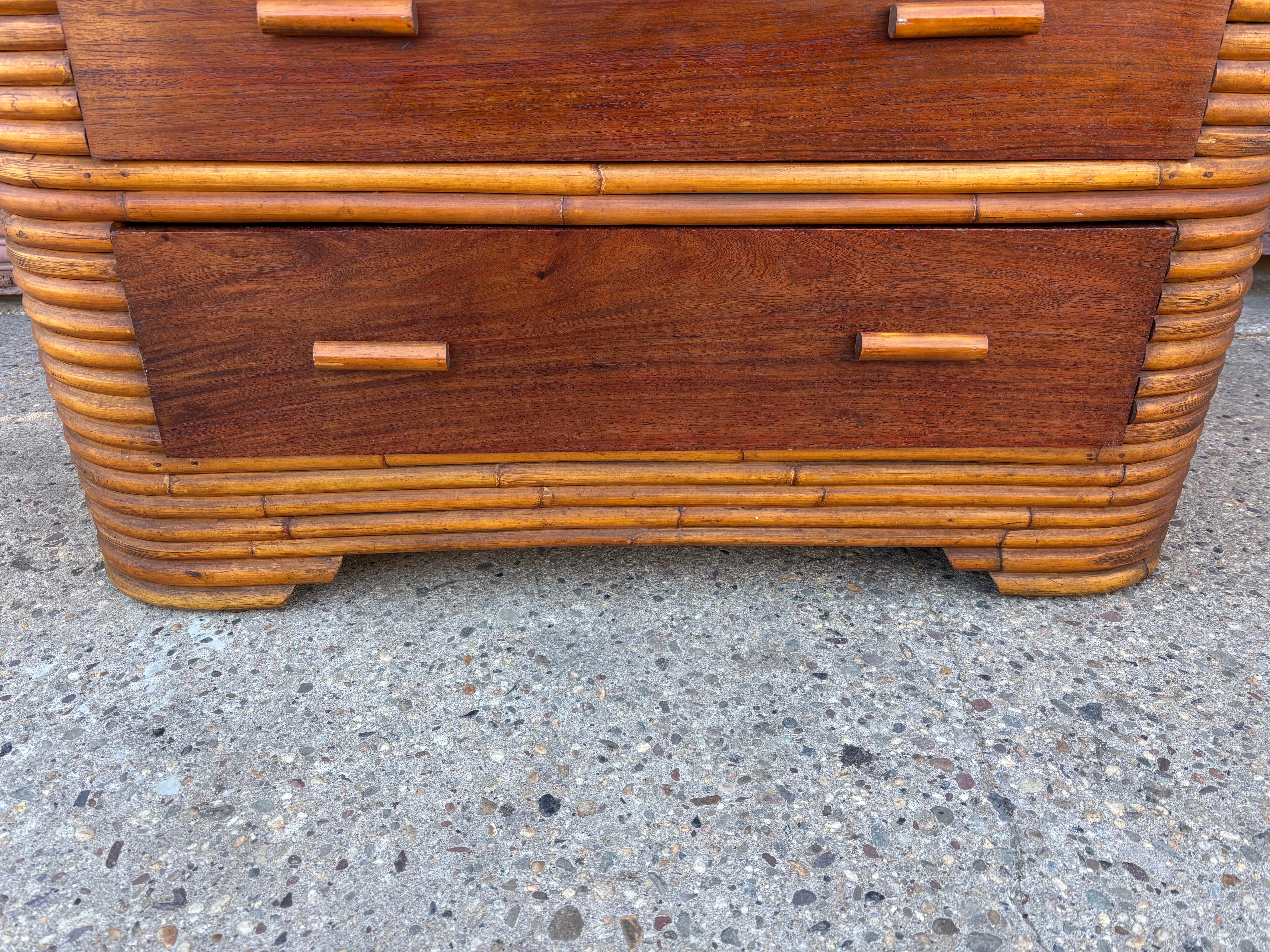 Art Deco Paul Frankl Style Split Bamboo Dresser For Sale