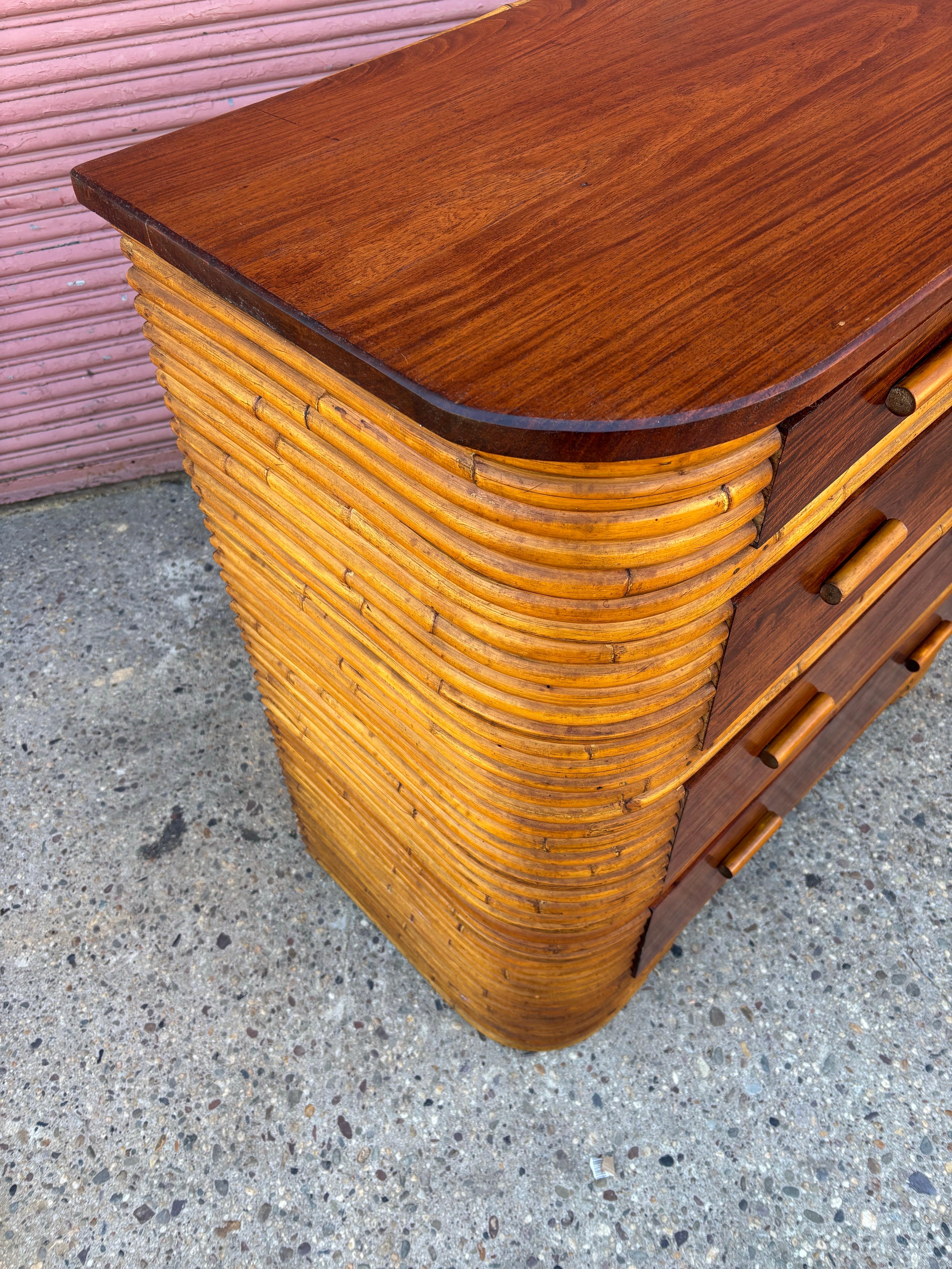 Mid-20th Century Paul Frankl Style Split Bamboo Dresser For Sale