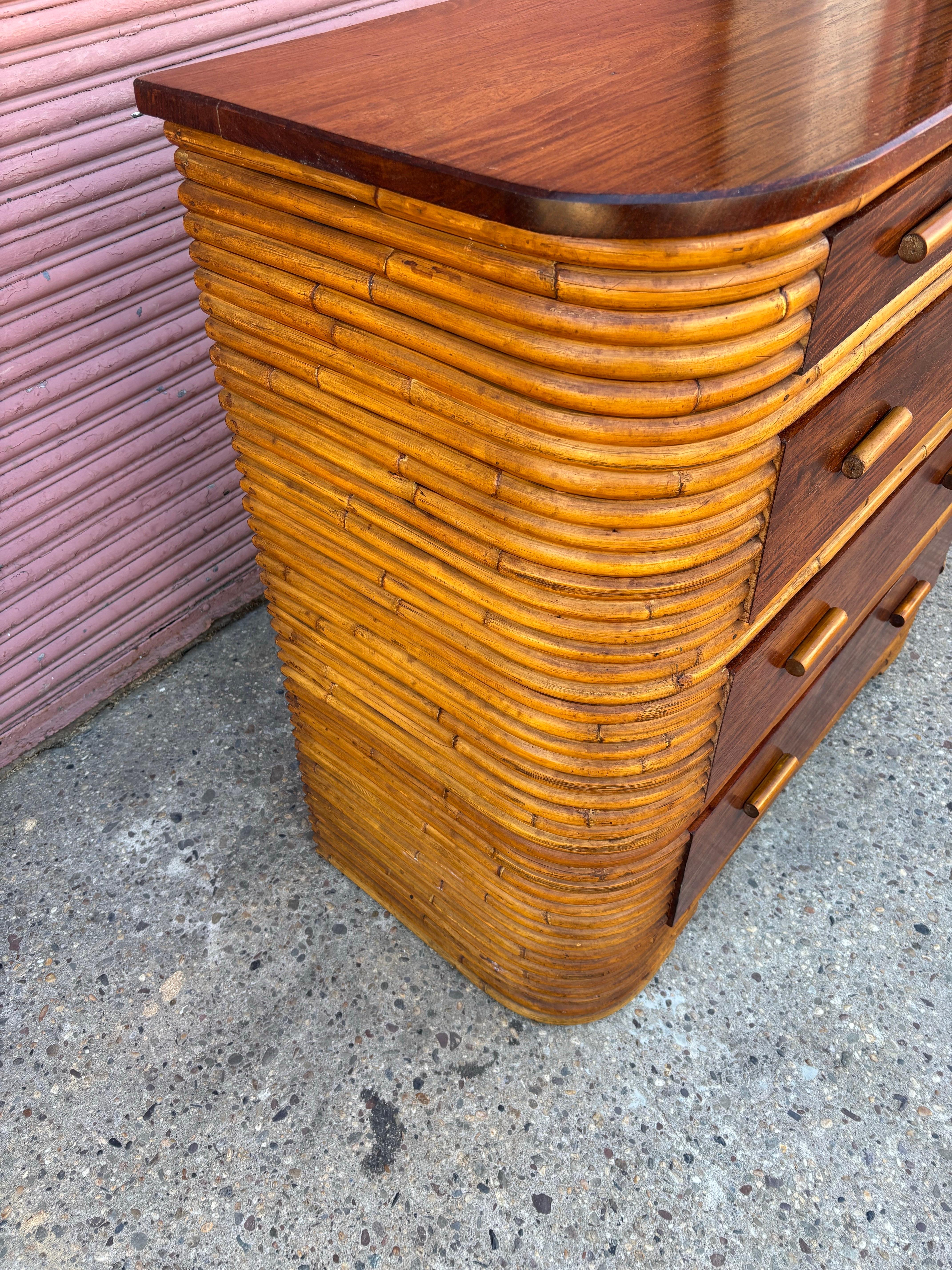 Paul Frankl Style Split Bamboo Dresser For Sale 3