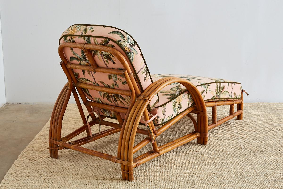 Paul Frankl Style Three Strand Rattan Chaise Lounge 9