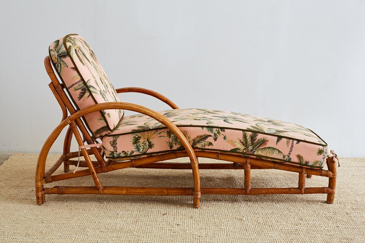 20th Century Paul Frankl Style Three Strand Rattan Chaise Lounge